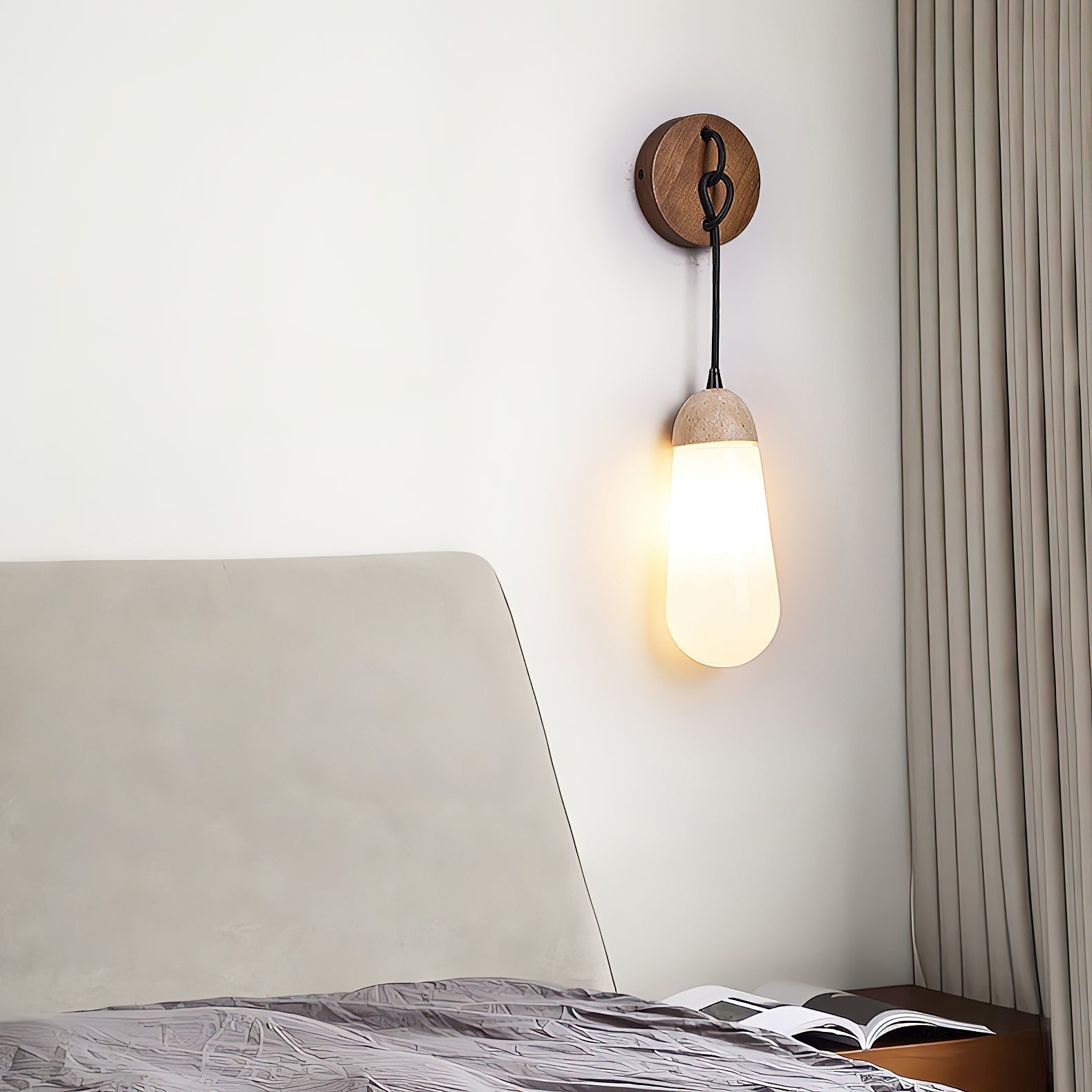 Freyza | Applique murale en bois et travertin radiant – chambre, couloir