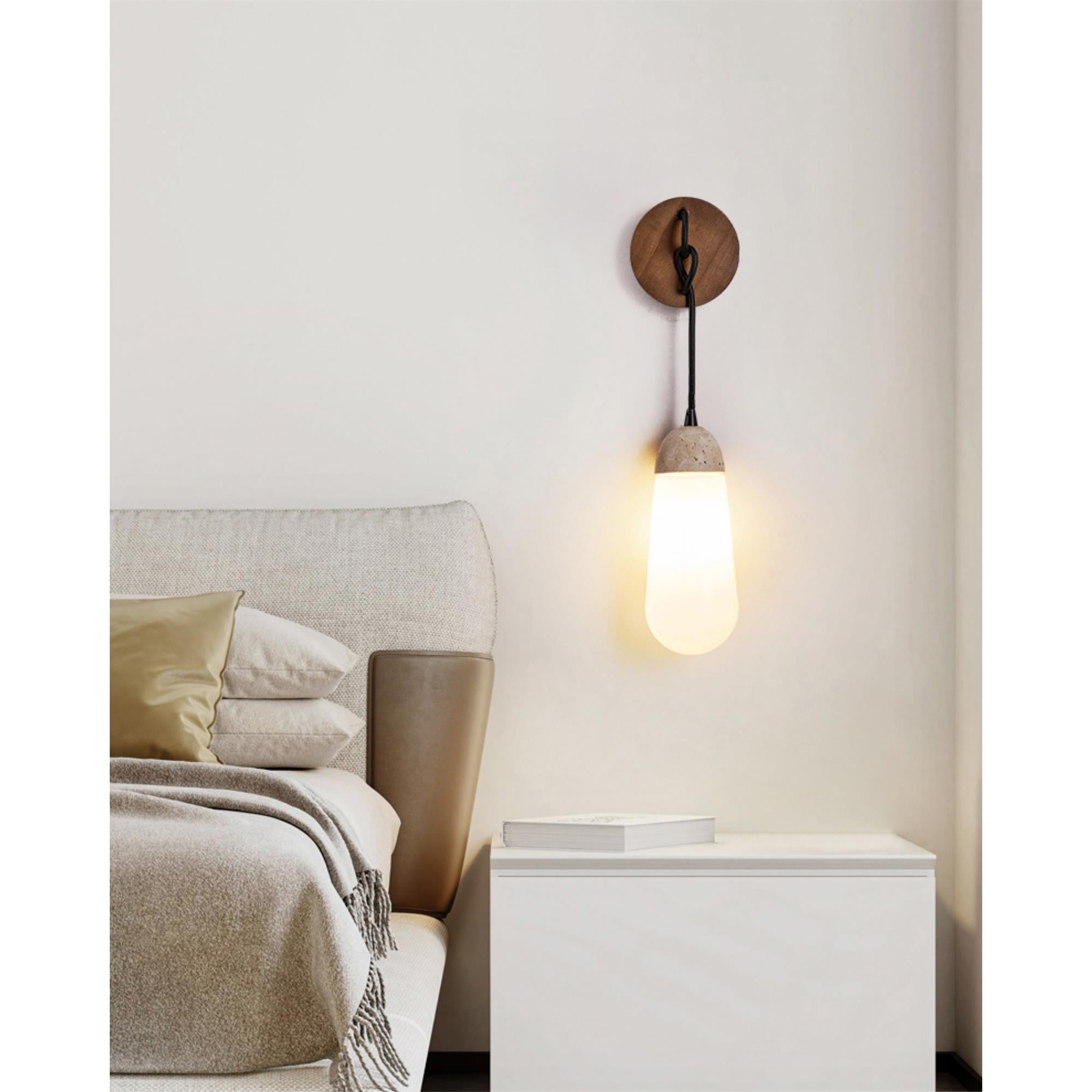 Freyza | Applique murale en bois et travertin radiant – chambre, couloir