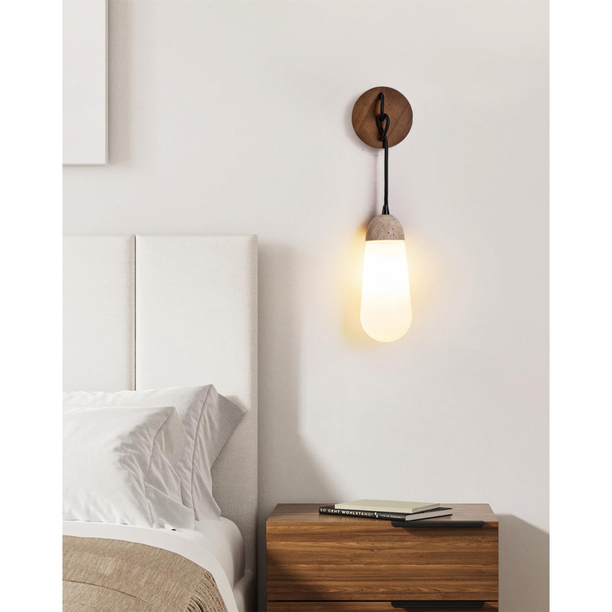 Freyza | Applique murale en bois et travertin radiant – chambre, couloir