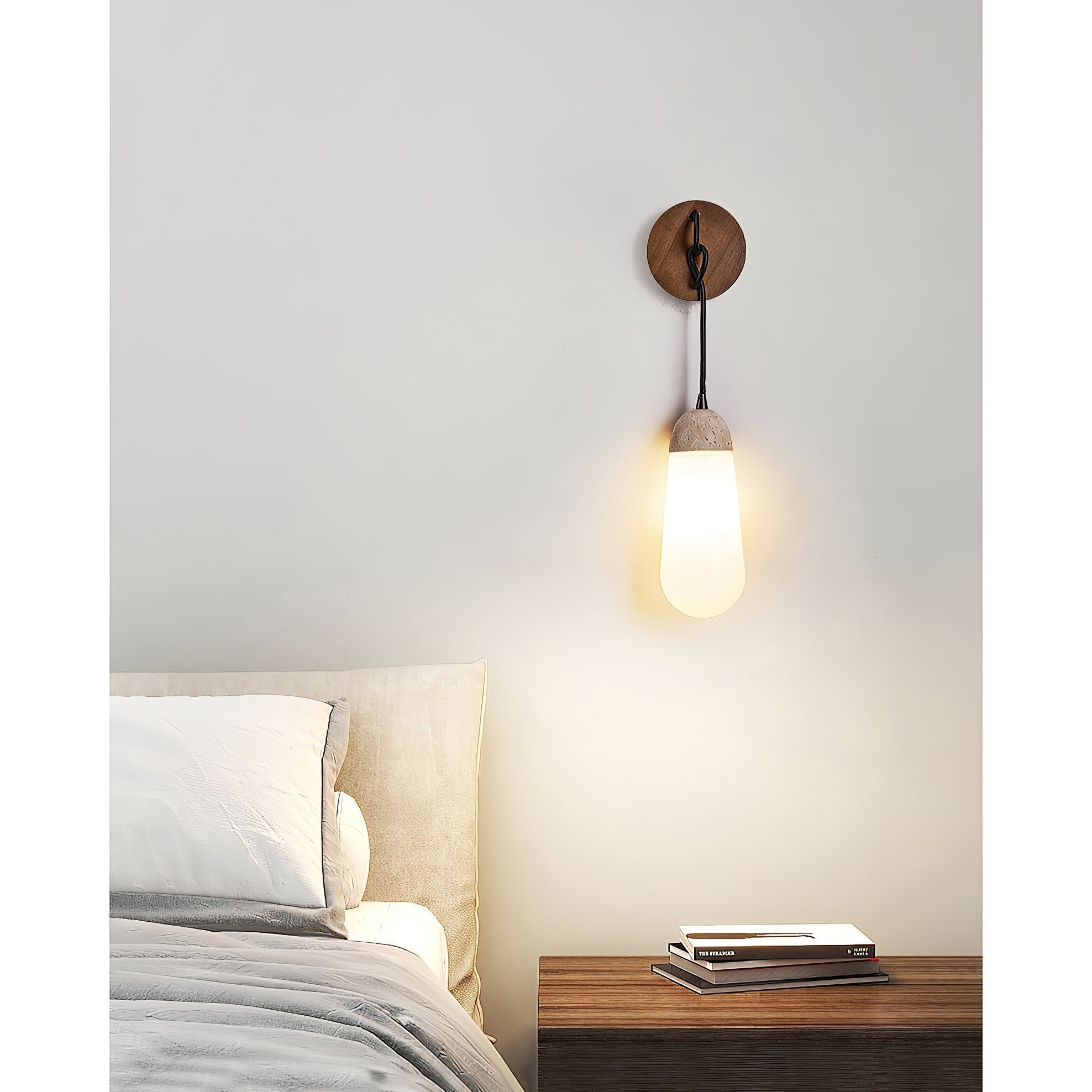 Freyza | Applique murale en bois et travertin radiant – chambre, couloir