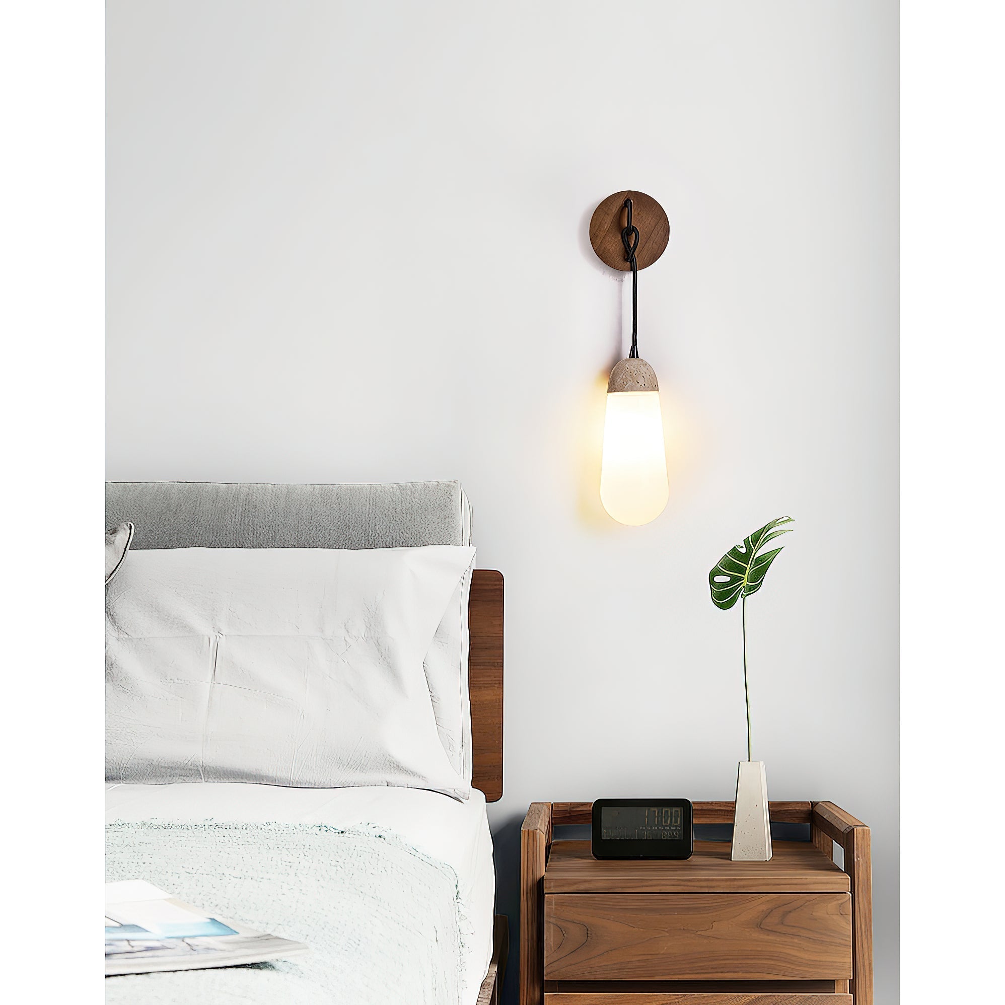 Freyza | Applique murale en bois et travertin radiant – chambre, couloir