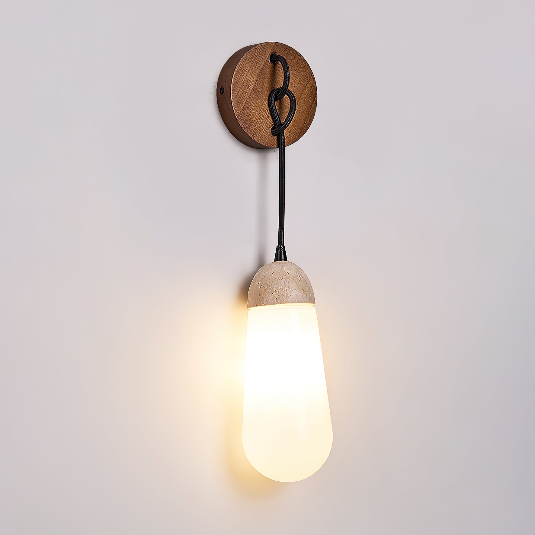 Freyza | Applique murale en bois et travertin radiant – chambre, couloir