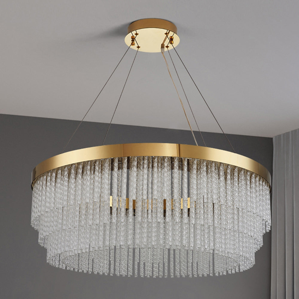 Freyza | Lustre doré en cristal – Salle à manger et salon modernes