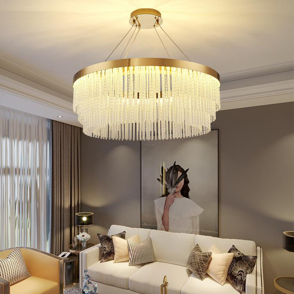 Freyza | Lustre doré en cristal – Salle à manger et salon modernes