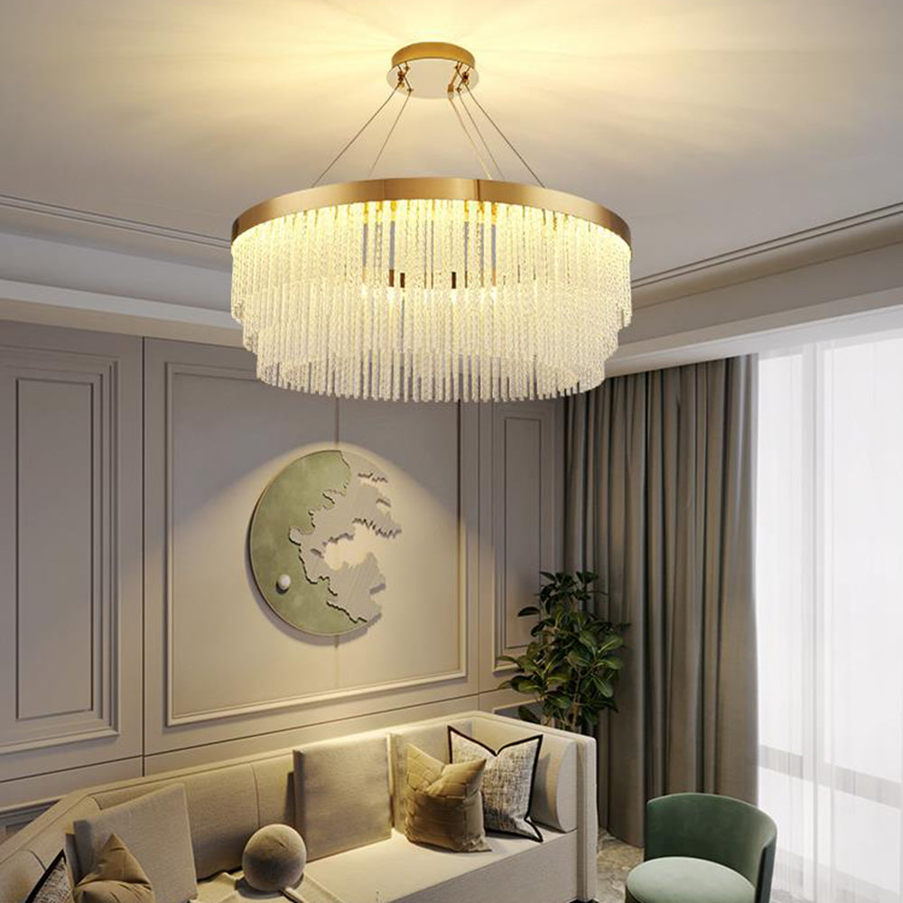 Freyza | Lustre doré en cristal – Salle à manger et salon modernes