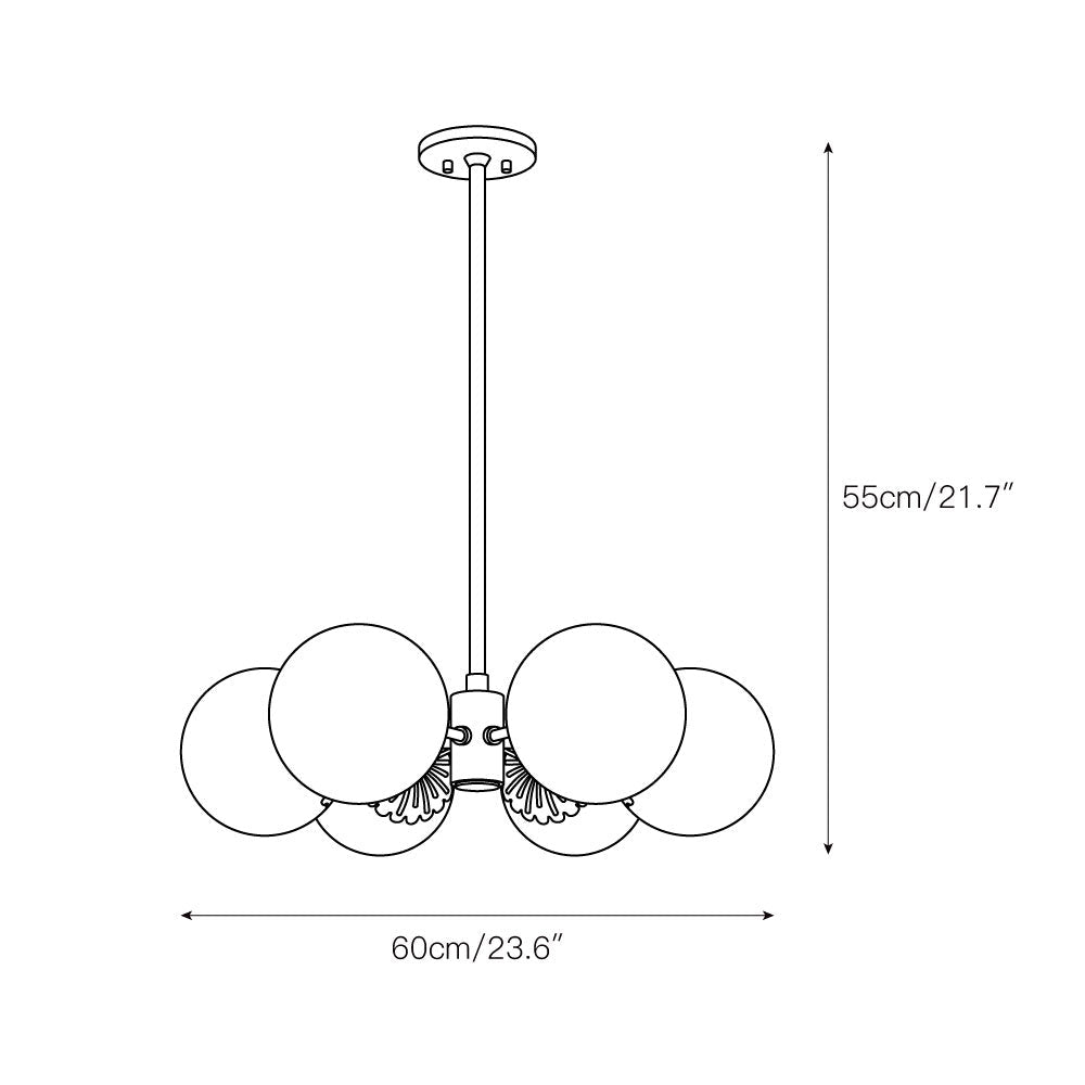 Freyza | Whisper Globe Messing-Glas-Kronleuchter – Esszimmer Wohnzimmer