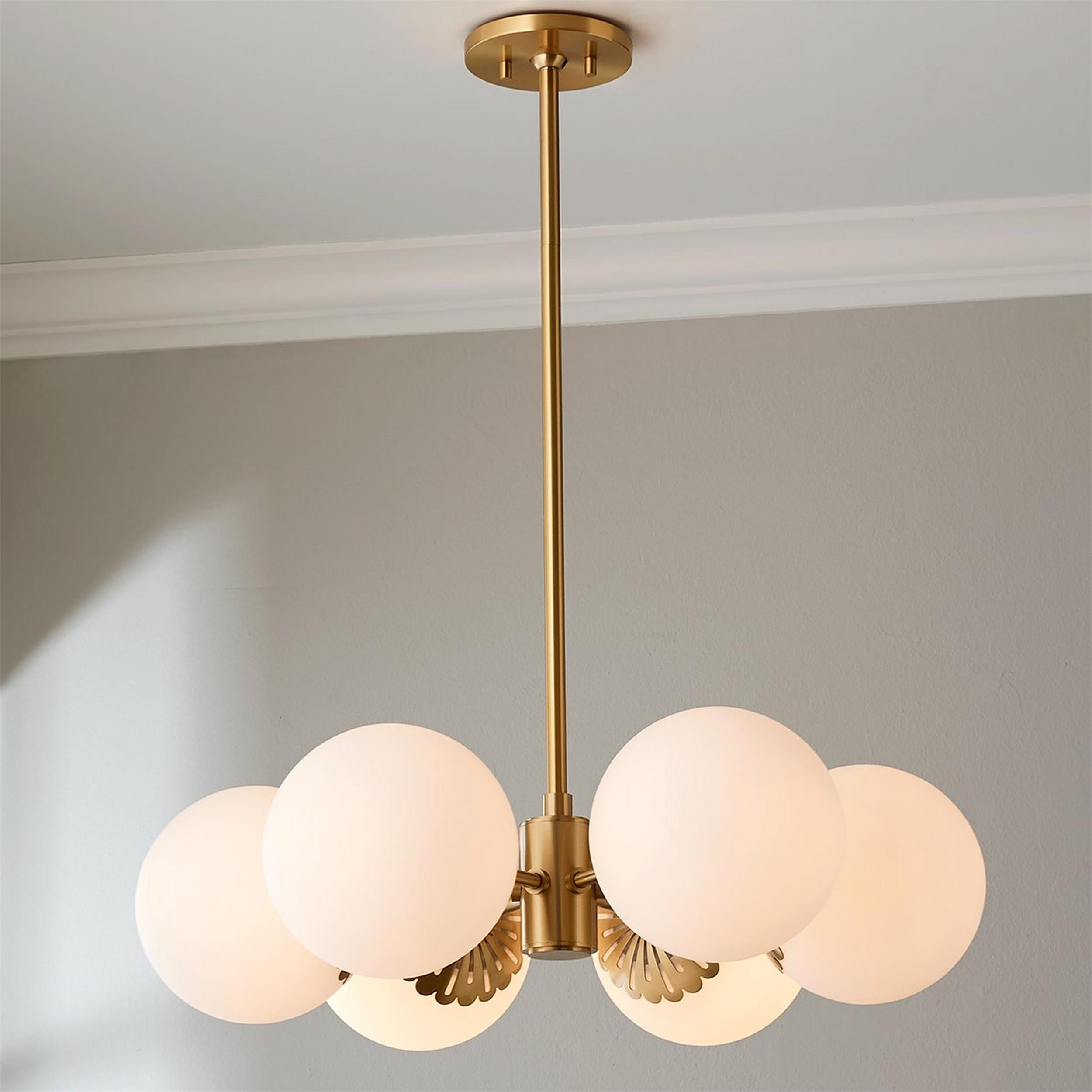 Freyza | Whisper Globe Messing-Glas-Kronleuchter – Esszimmer Wohnzimmer