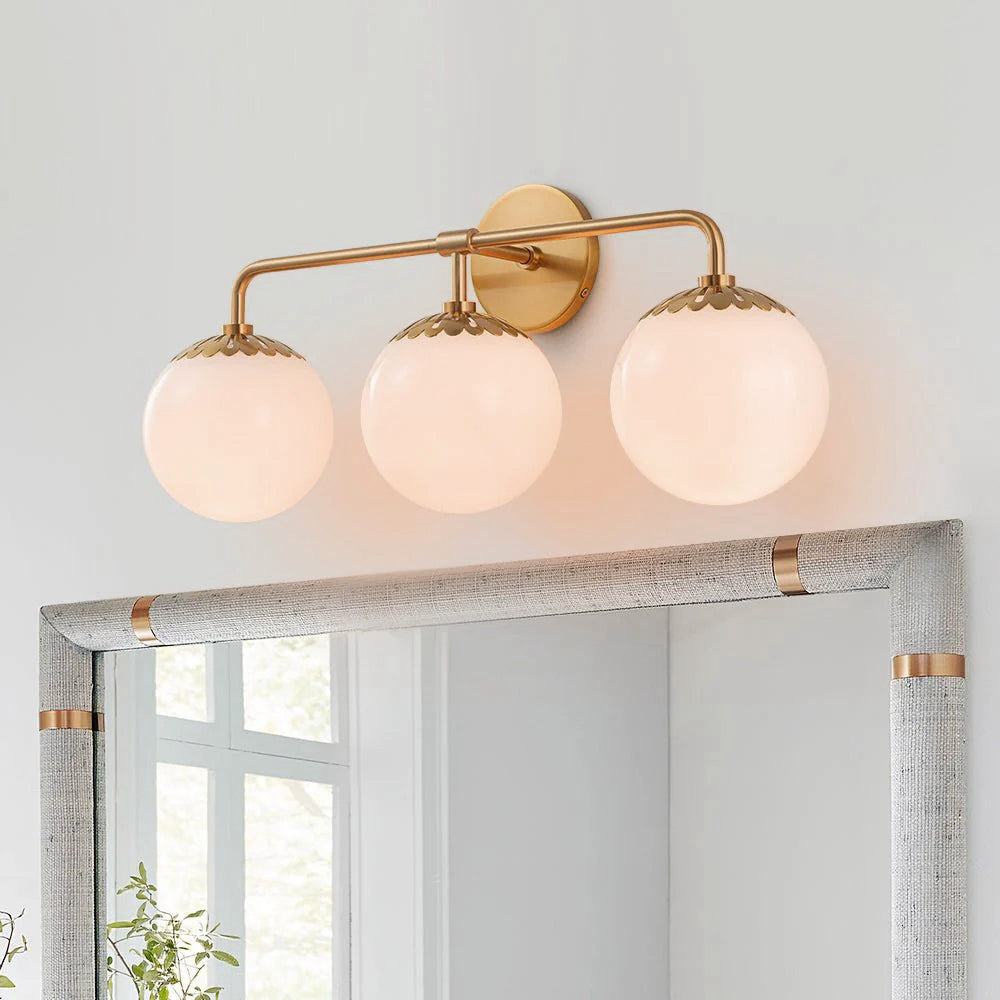 Freyza | Aegis Globe Brass Brass Glass Wall Light – Bedroom Hallway