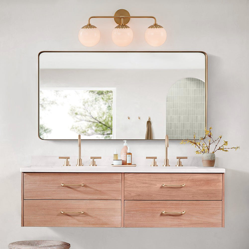 Freyza | Aegis Globe Brass Brass Glass Wall Light – Bedroom Hallway