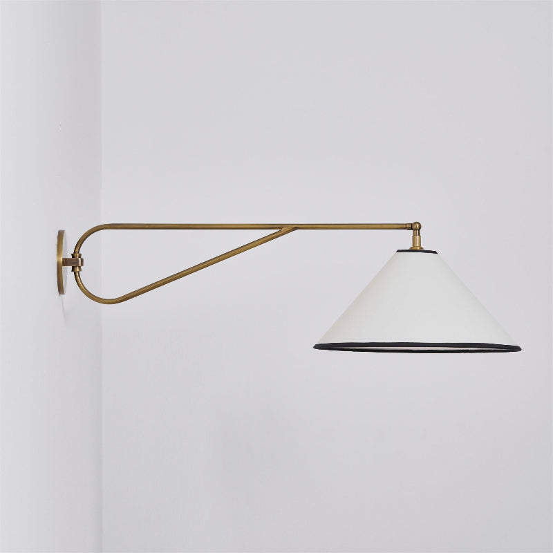 Freyza | Hymn Vintage Brass Brass Fabric Wall Light – Vintage Bedroom Hallway