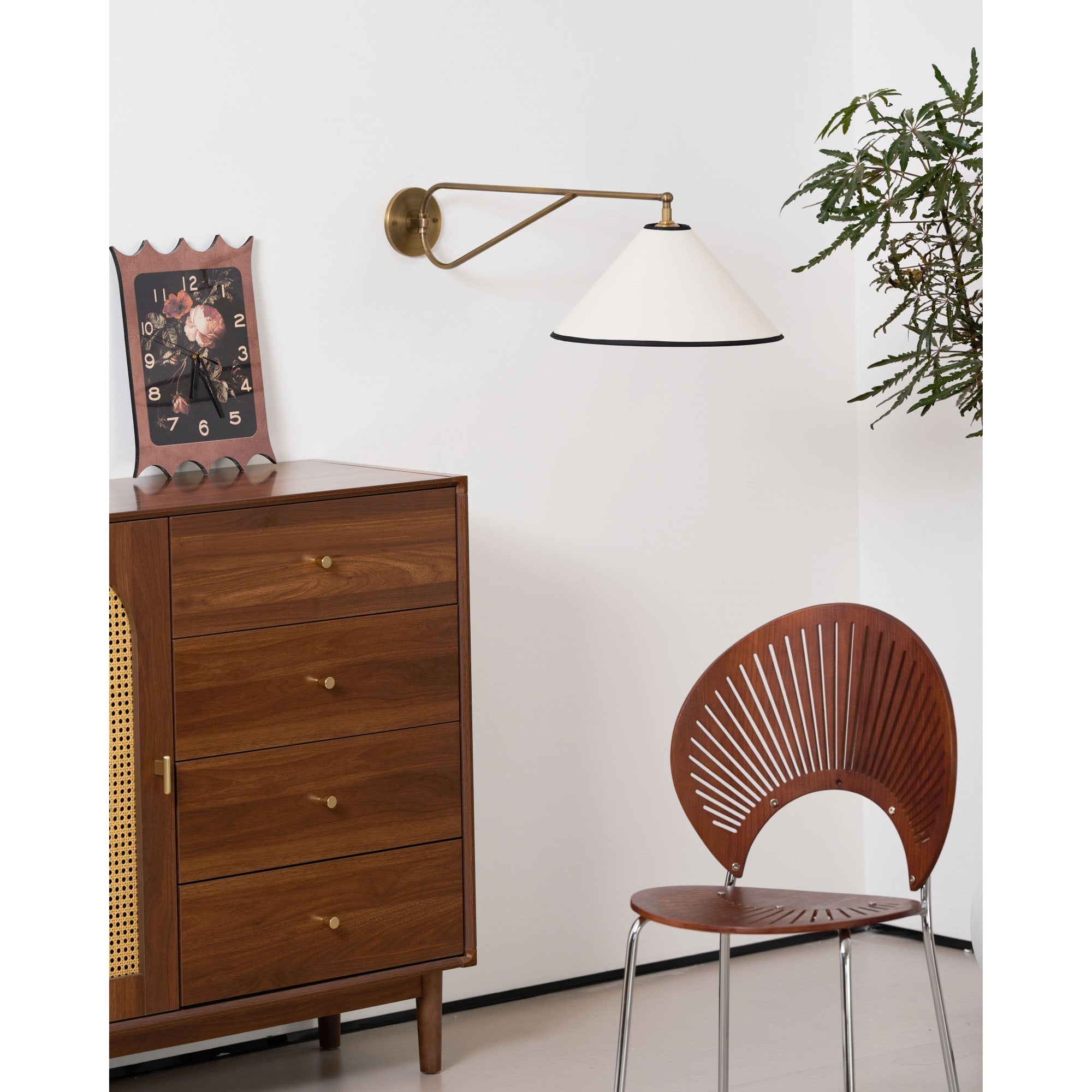 Freyza | Hymn Vintage Brass Brass Fabric Wall Light – Vintage Bedroom Hallway