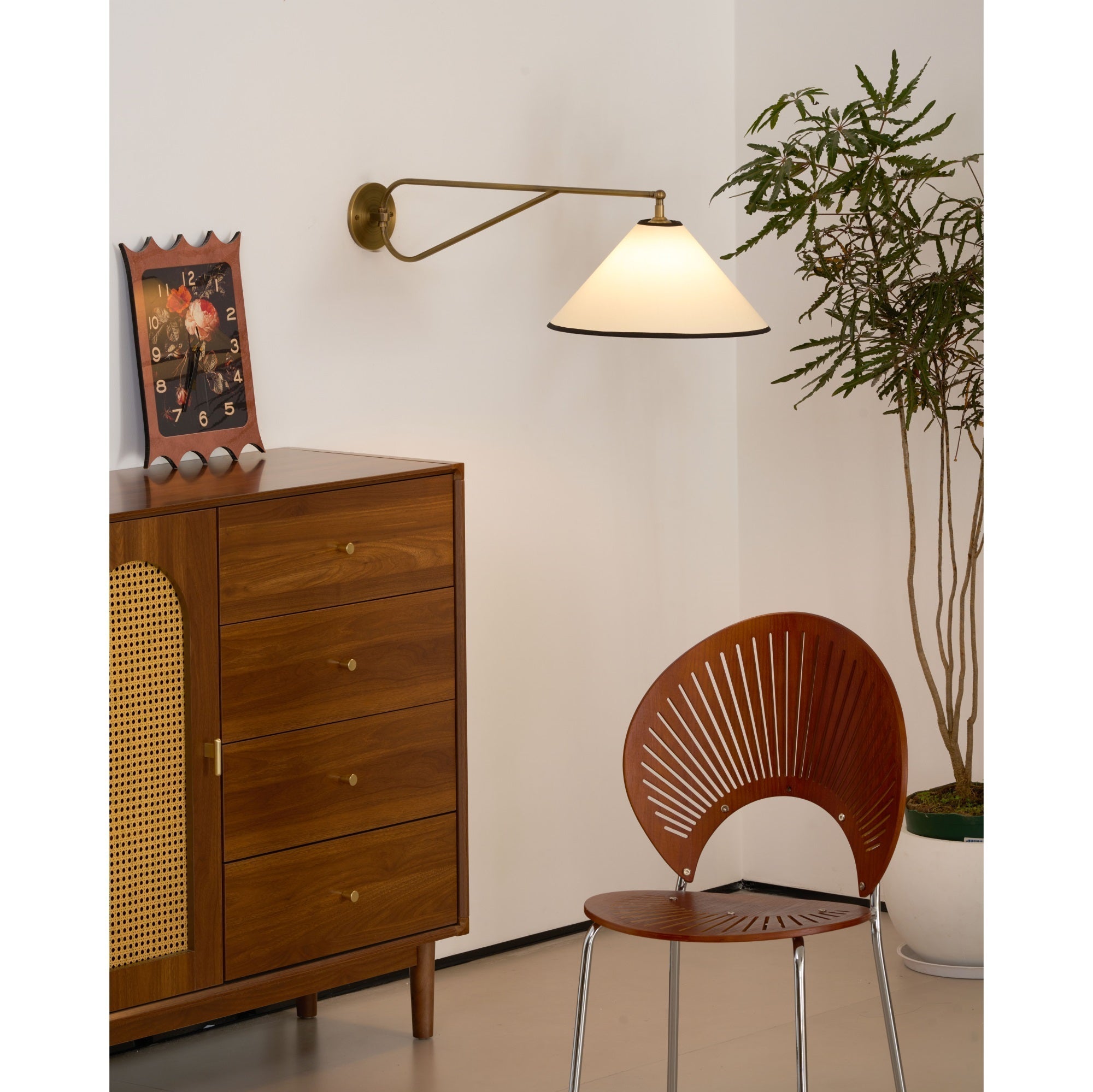 Freyza | Hymn Vintage Brass Brass Fabric Wall Light – Vintage Bedroom Hallway