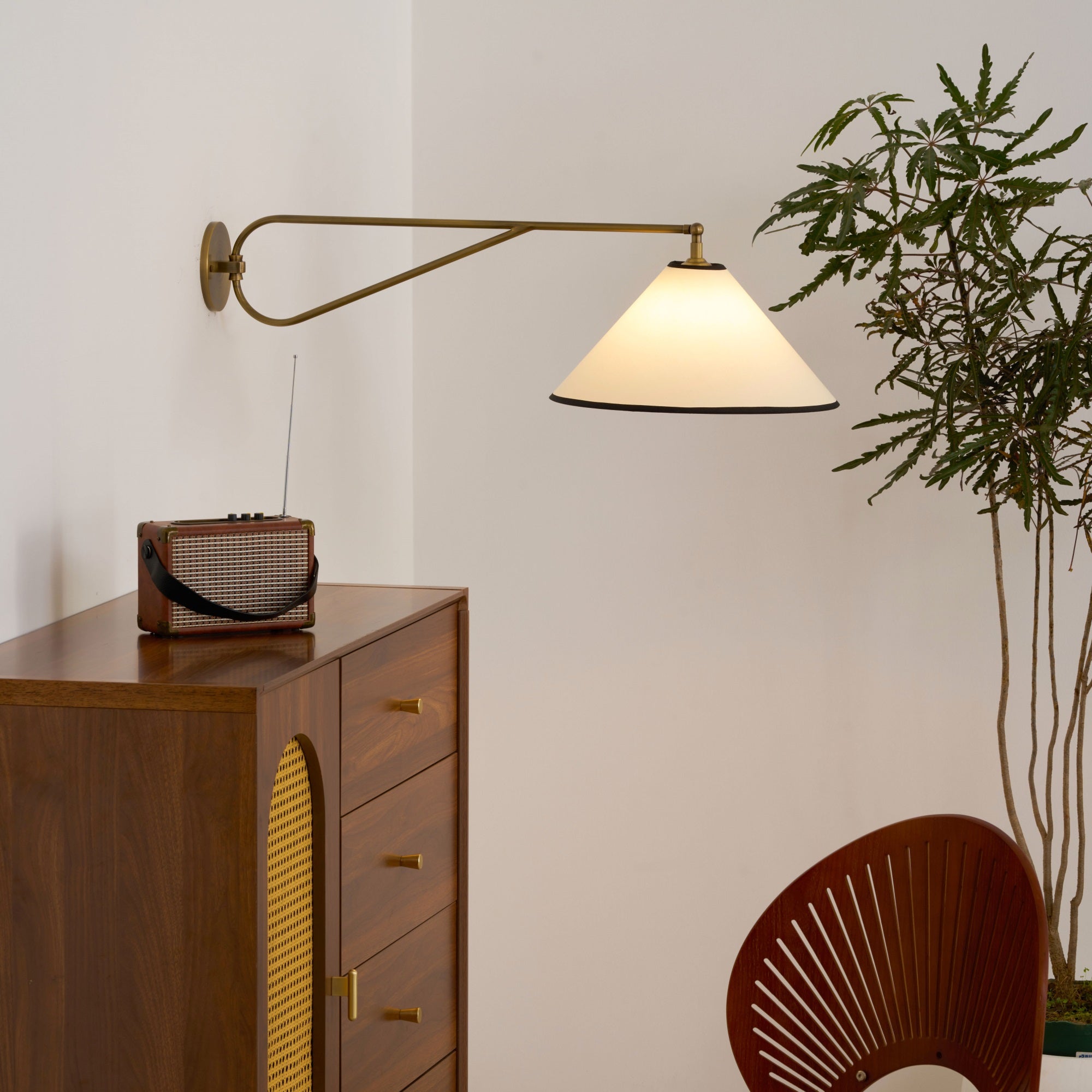 Freyza | Hymn Vintage Brass Brass Fabric Wall Light – Vintage Bedroom Hallway