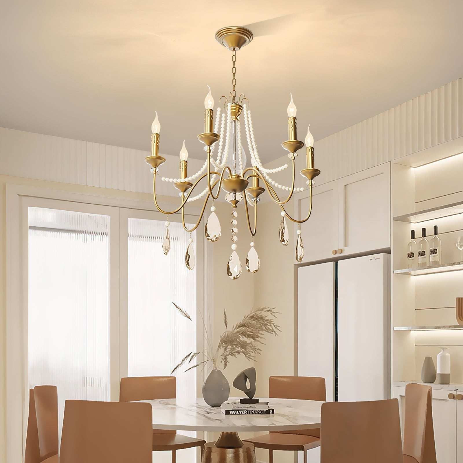 Freyza | Mote Postmodern Luxury Brass Crystal Chandelier – Modern Dining Room Living Room