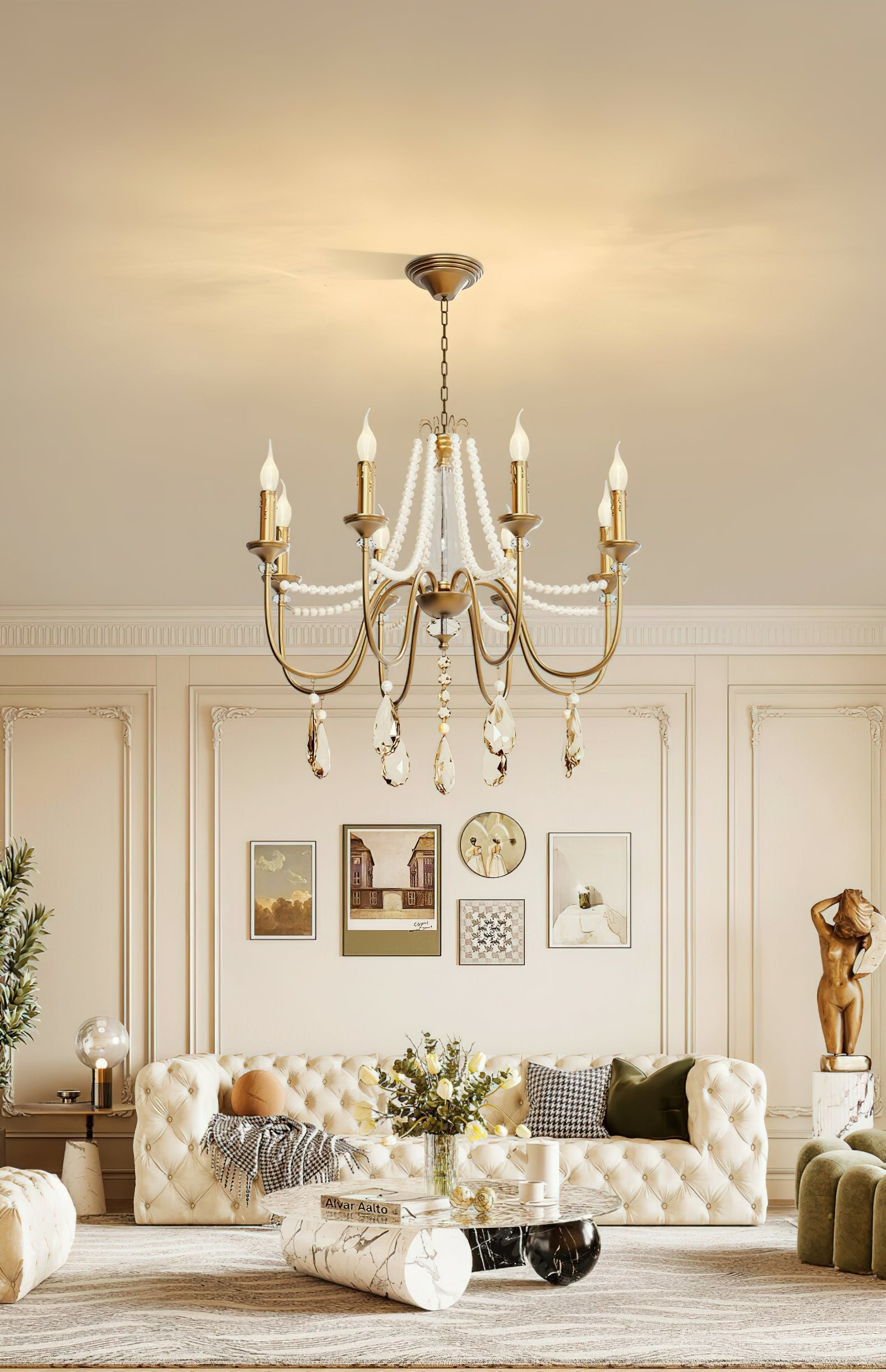 Freyza | Mote Postmodern Luxury Brass Crystal Chandelier – Modern Dining Room Living Room