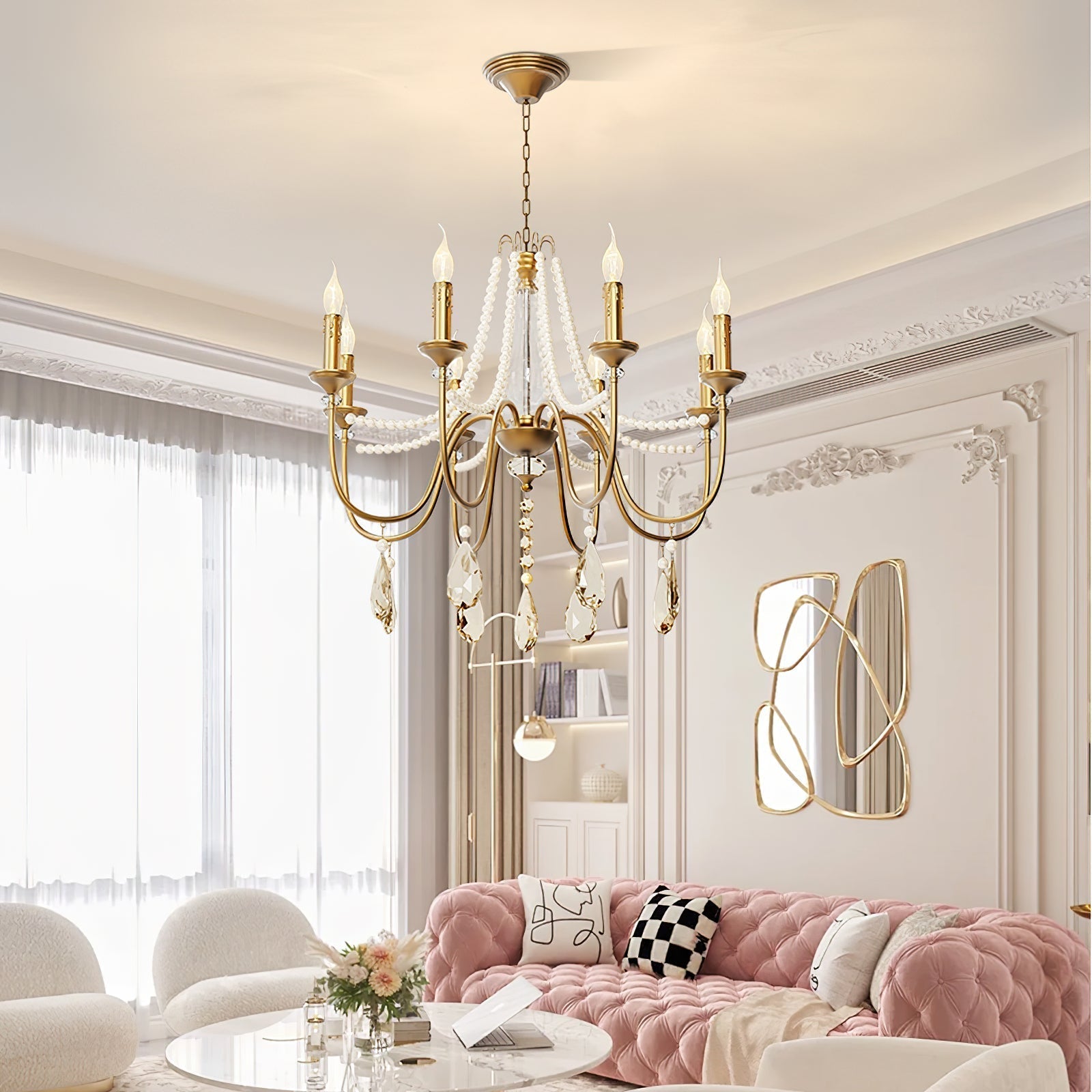Freyza | Mote Postmodern Luxury Brass Crystal Chandelier – Modern Dining Room Living Room