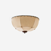 Freyza | Plafonnier artisanal en bois et tissu avec abat-jour, montage affleurant – Chambre, couloir, cuisine rustiques