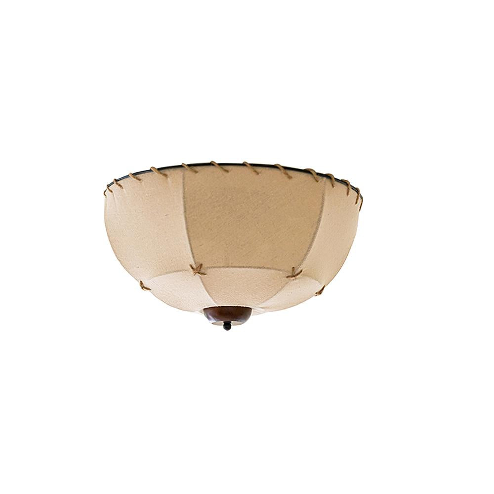 Freyza | Plafonnier artisanal en bois et tissu avec abat-jour, montage affleurant – Chambre, couloir, cuisine rustiques