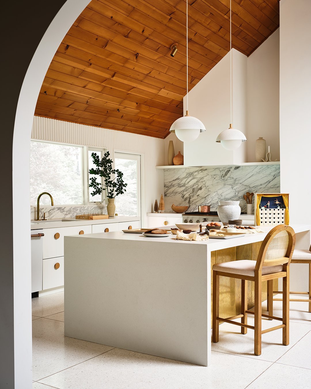Freyza | Pith Dome Perforated Wood Pendant Light – Kitchen Dining Room
