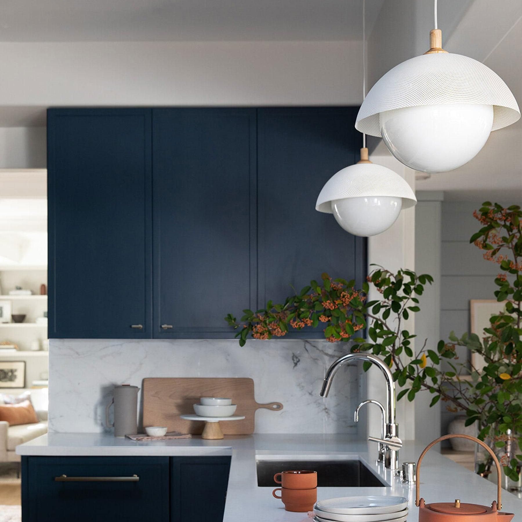 Freyza | Pith Dome Perforated Wood Pendant Light – Kitchen Dining Room