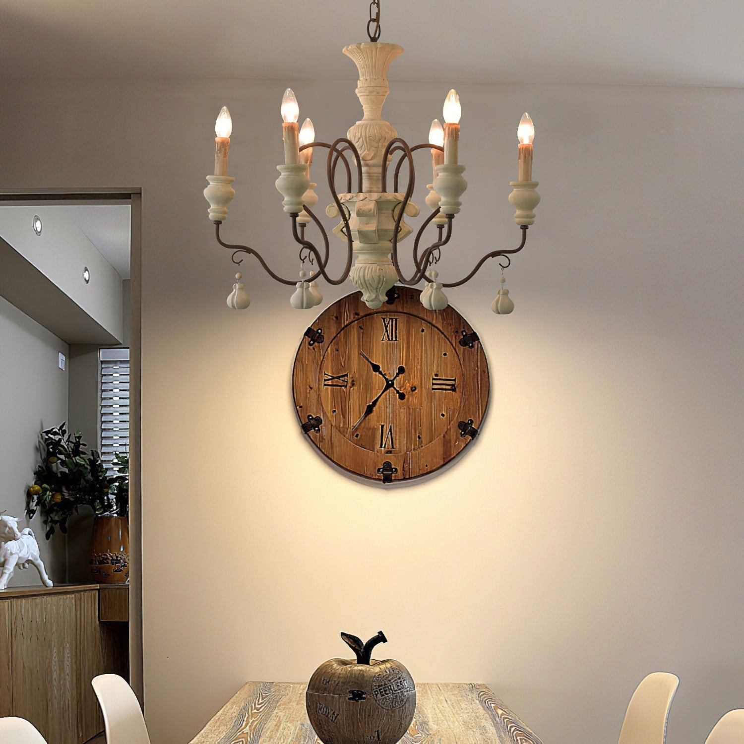 Freyza | Postmoderner luxuriöser Holz-Kronleuchter Quartz – Modernes Esszimmer, Wohnzimmer