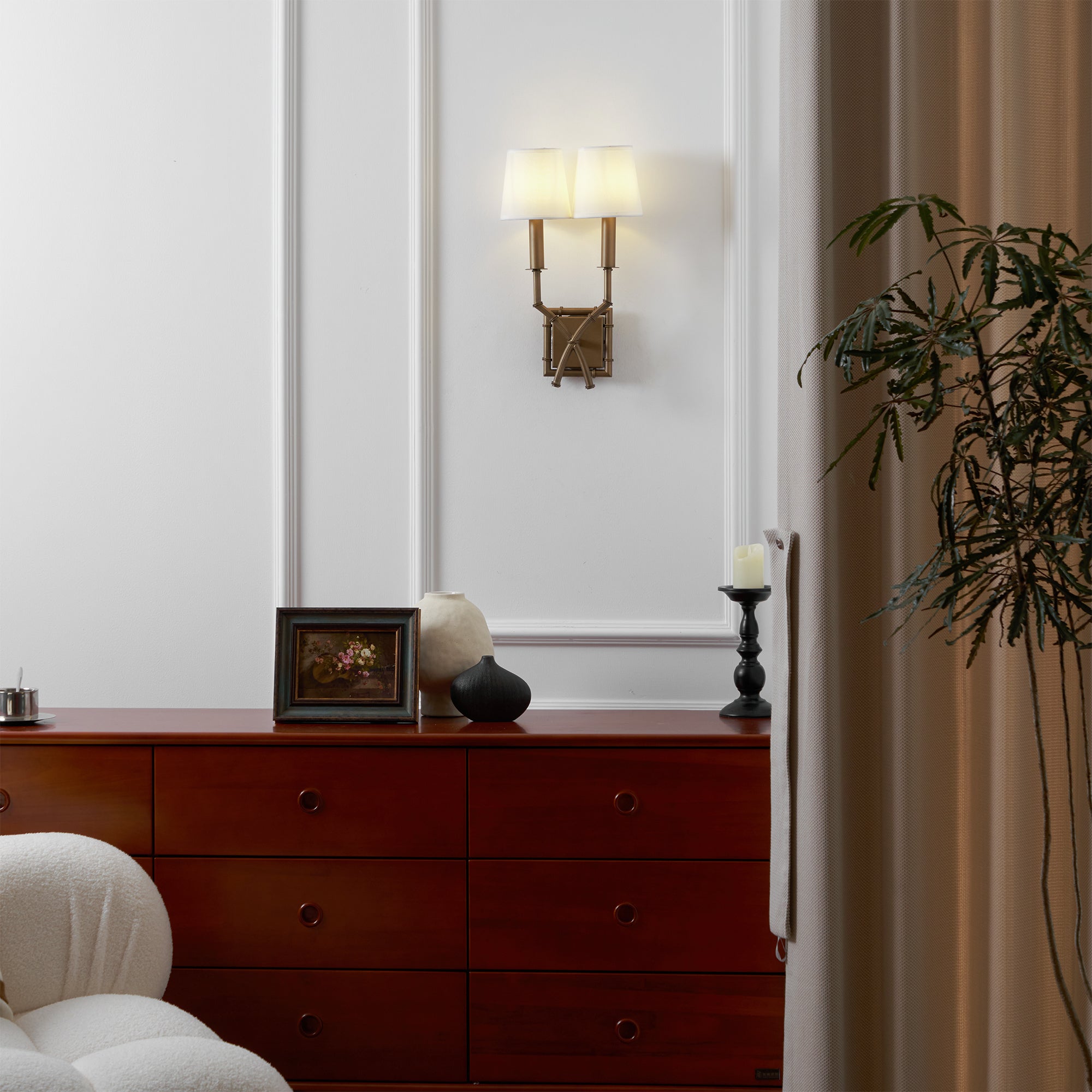 Freyza | Yelp Vintage-Industrielle Wandleuchte aus Stoff für Schlafzimmer und Flur
