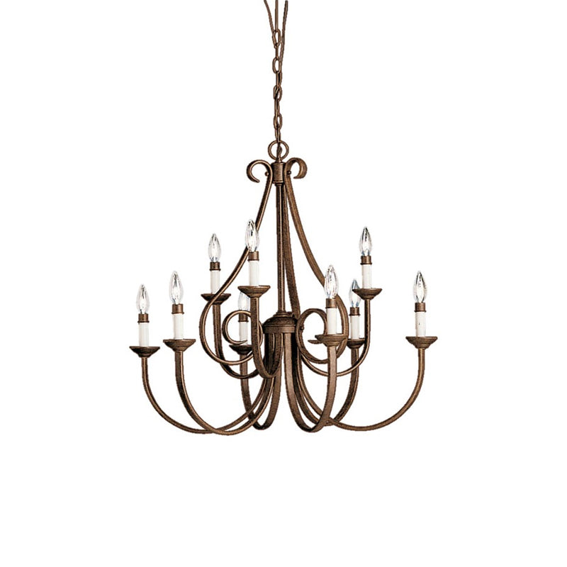 Freyza | Cove Vintage Industrial Brass Chandelier – Industrial Dining Room Living Room