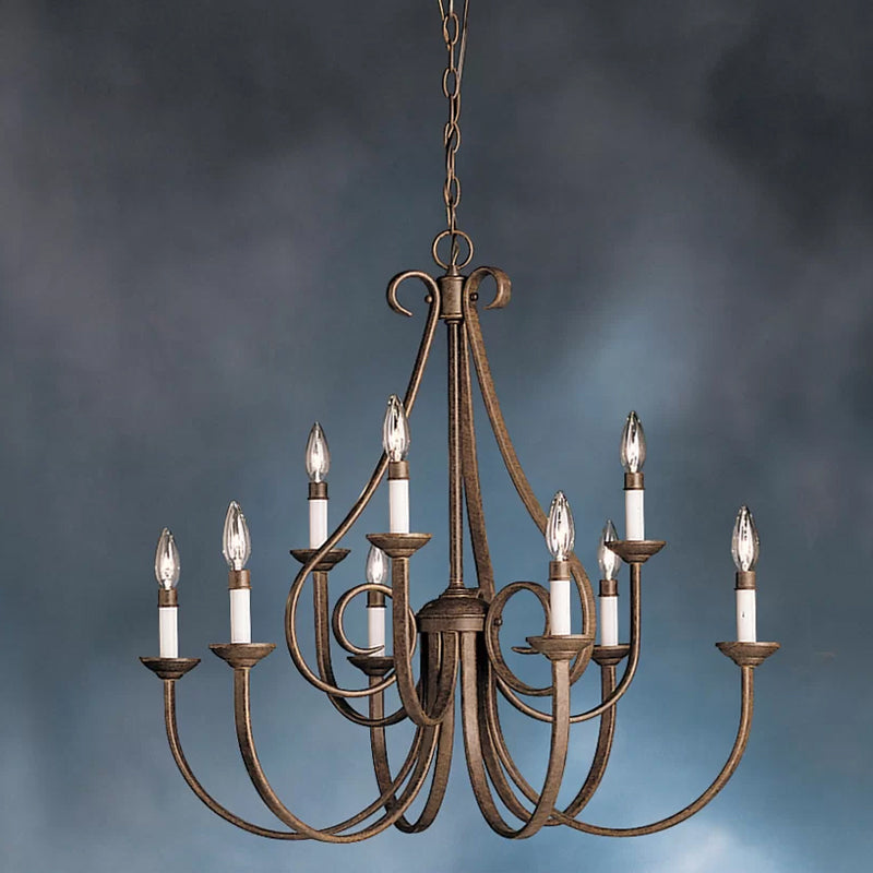 Freyza | Cove Vintage Industrial Brass Chandelier – Industrial Dining Room Living Room