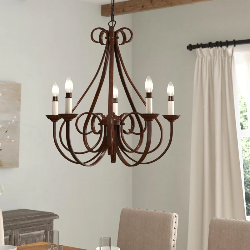Freyza | Cove Vintage Industrial Brass Chandelier – Industrial Dining Room Living Room