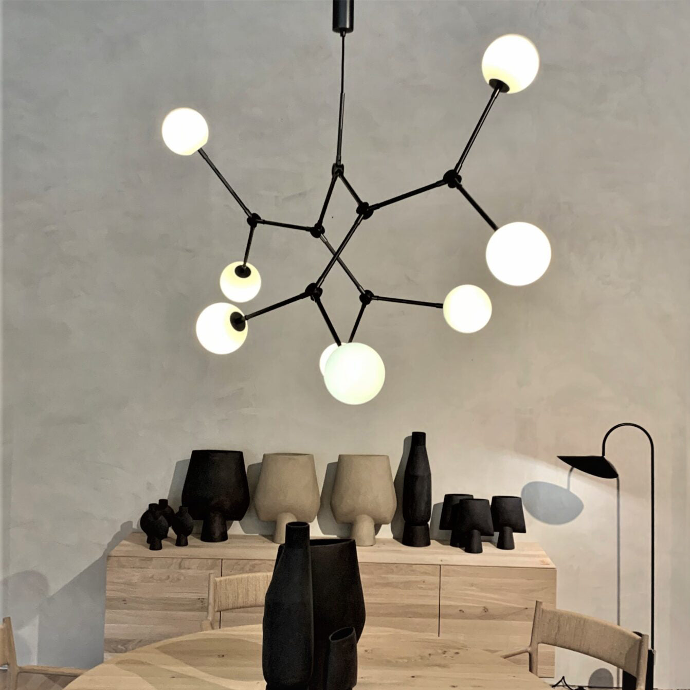 Freyza | Halo Ball Black Black Glass Chandelier – Dining Room Living Room