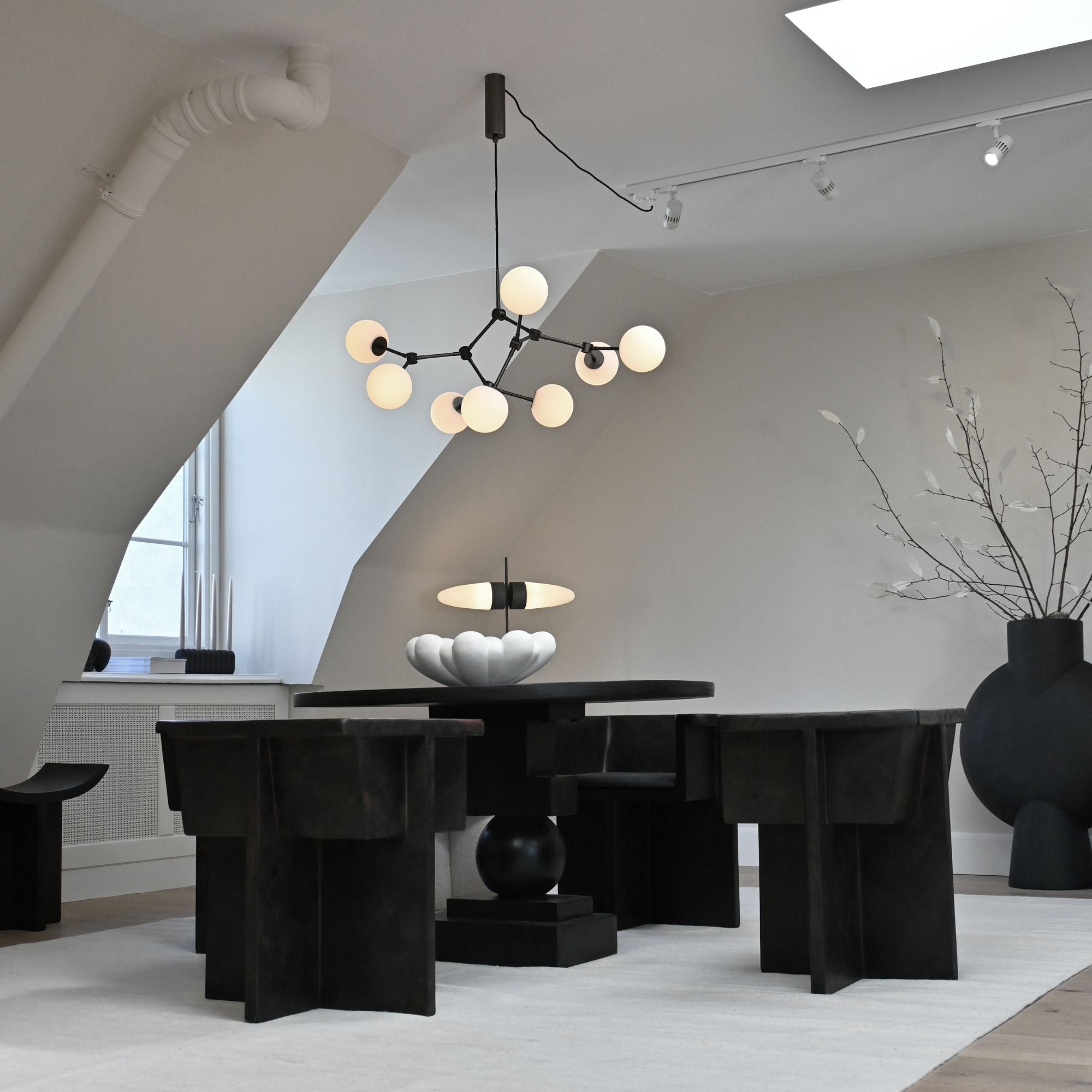 Freyza | Halo Ball Black Black Glass Chandelier – Dining Room Living Room