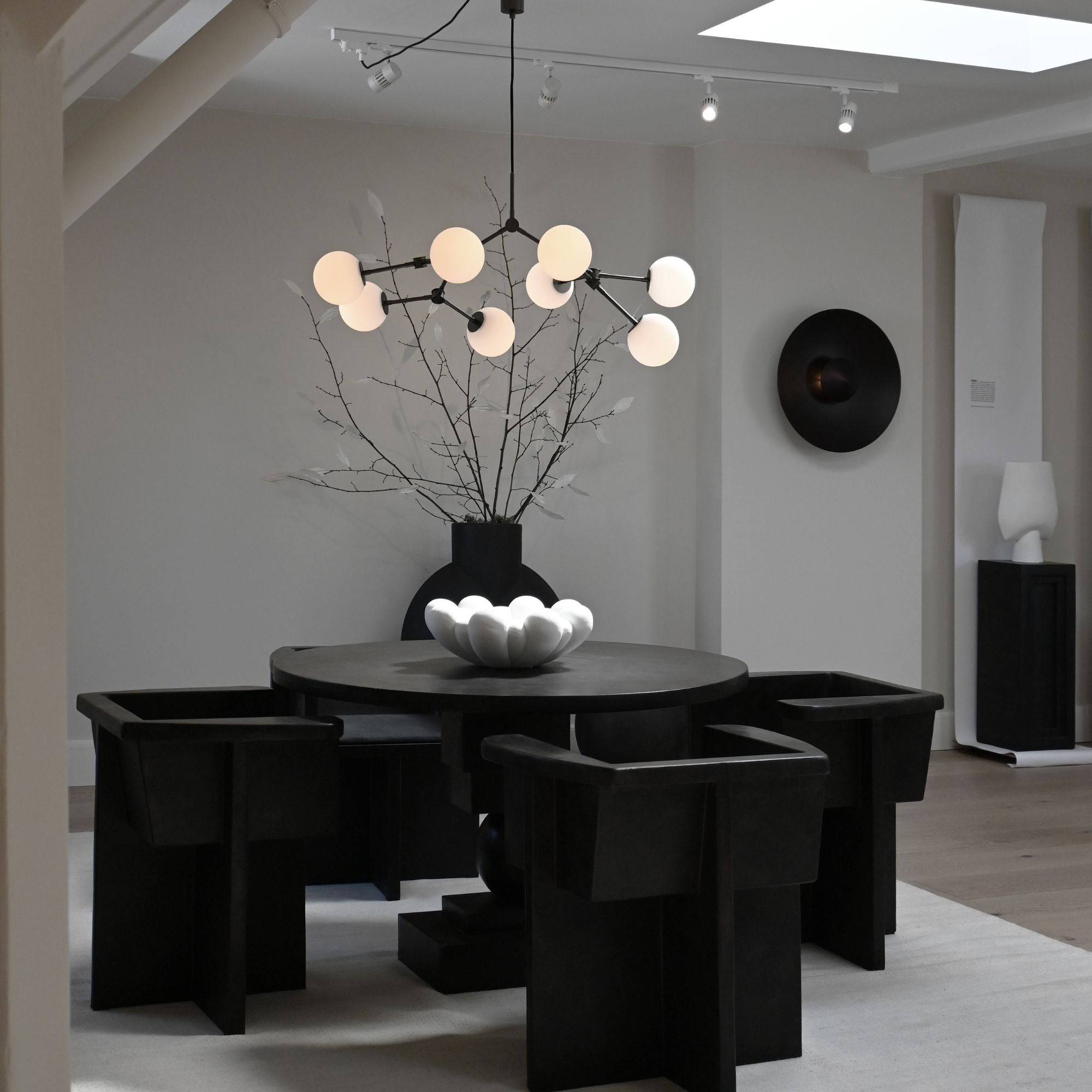 Freyza | Halo Ball Black Black Glass Chandelier – Dining Room Living Room