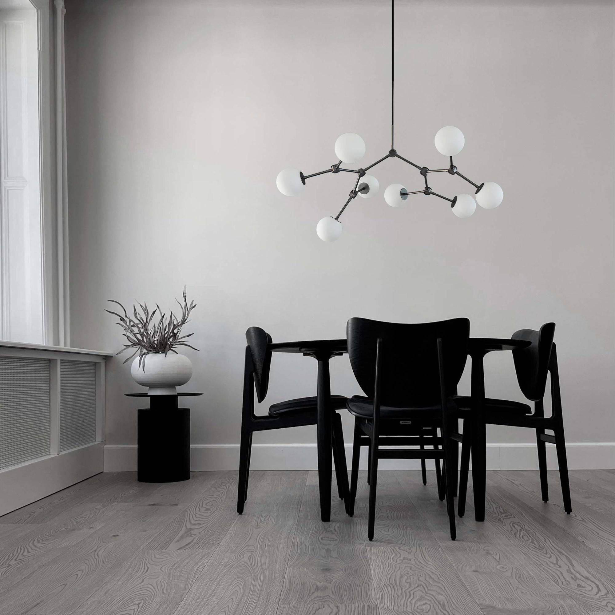 Freyza | Halo Ball Black Black Glass Chandelier – Dining Room Living Room