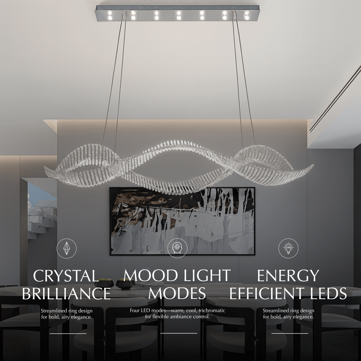 Freyza - DuminiGlow | Elegant Modern Stainless Steel Crystal Chandelier