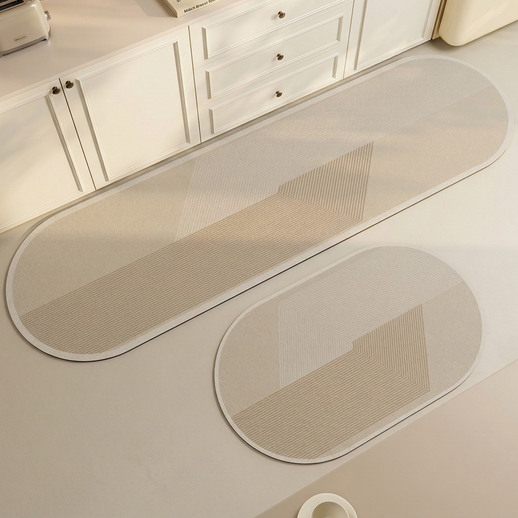 Freyza - Kitchen Floor Rug | Waterproof & Non-Slip Design | Easy-Care Oval Kitchen Rug for Safe Cooking