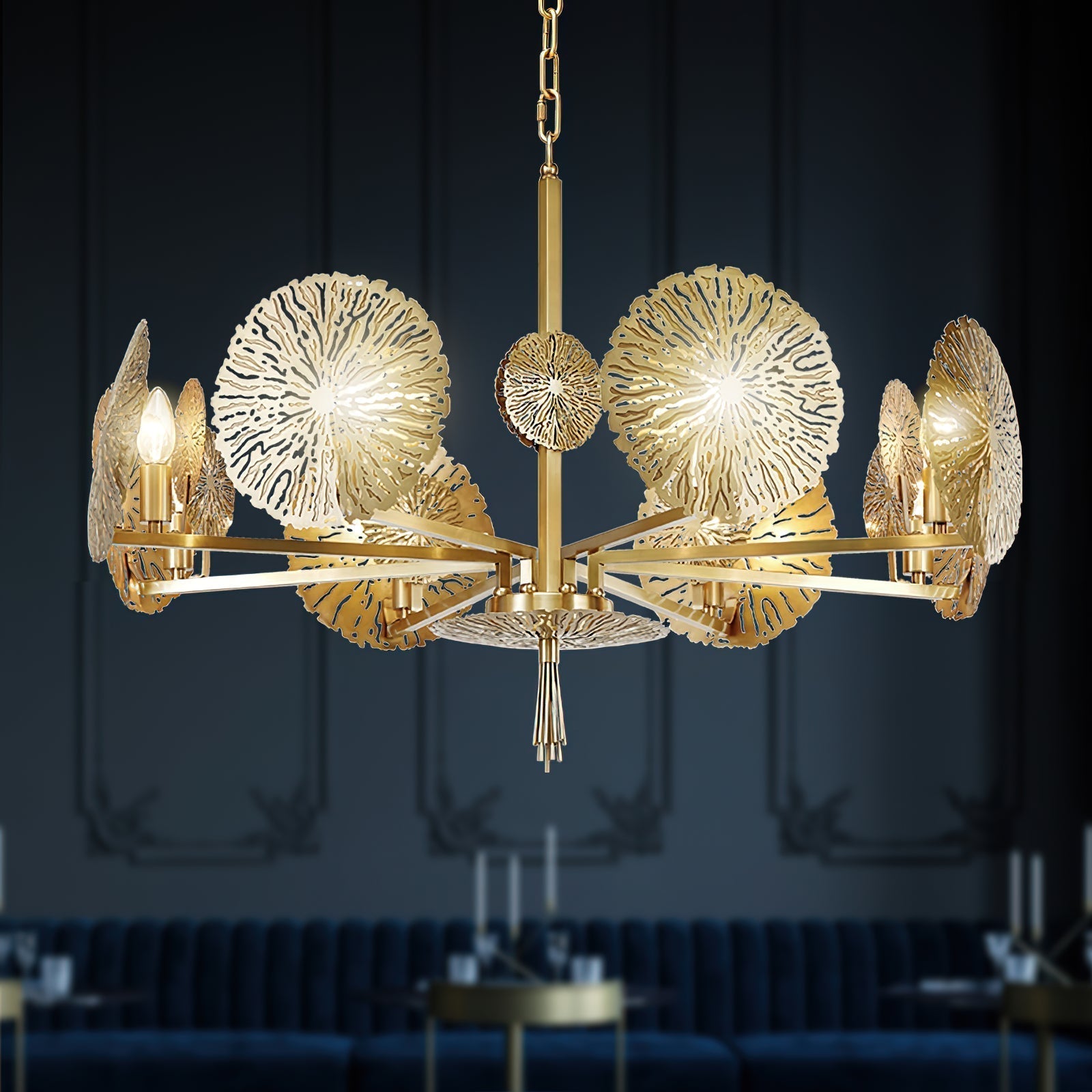 Freyza | Orb Brass Chandelier Brass Chandelier – Dining Room Living Room