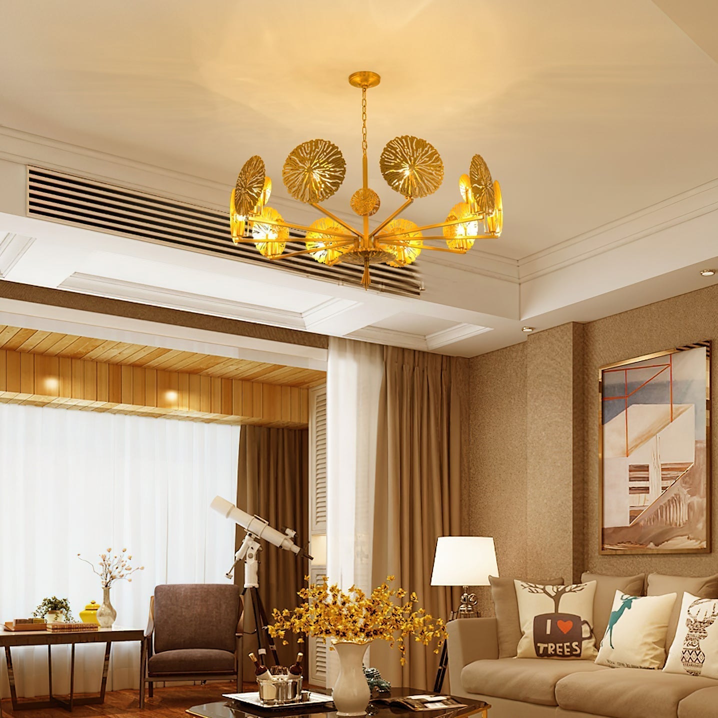 Freyza | Orb Brass Chandelier Brass Chandelier – Dining Room Living Room