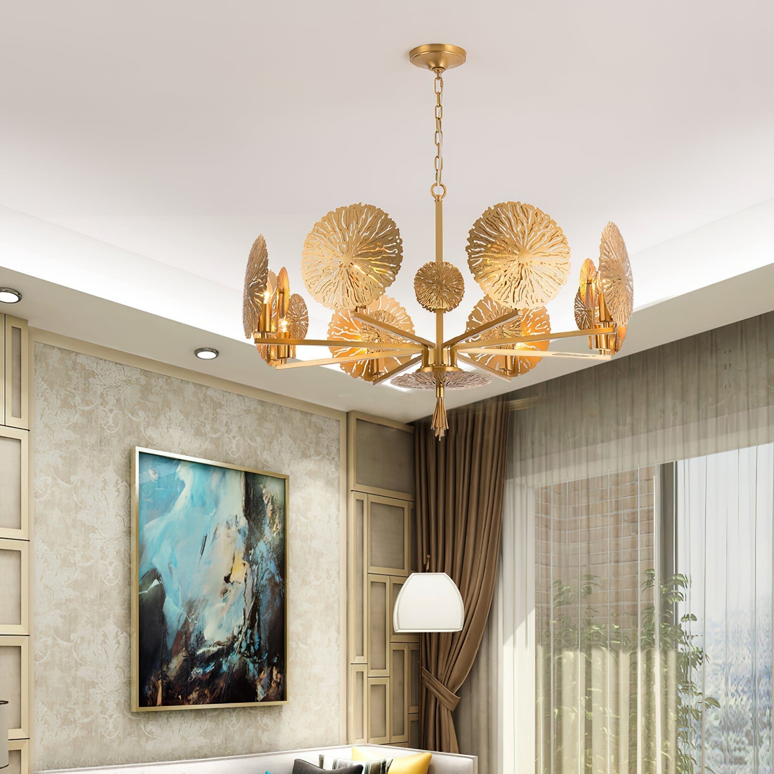 Freyza | Orb Brass Chandelier Brass Chandelier – Dining Room Living Room
