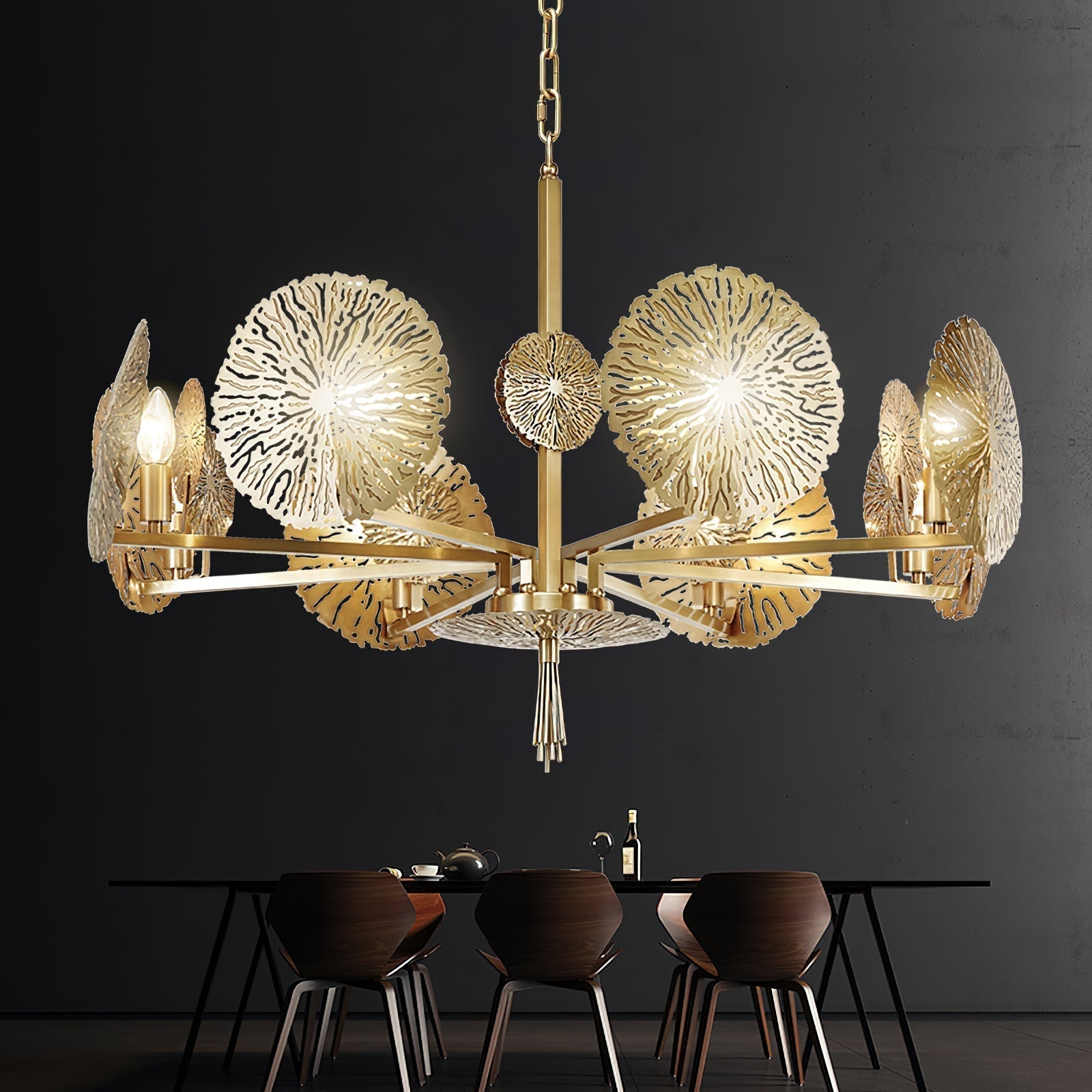 Freyza | Orb Brass Chandelier Brass Chandelier – Dining Room Living Room