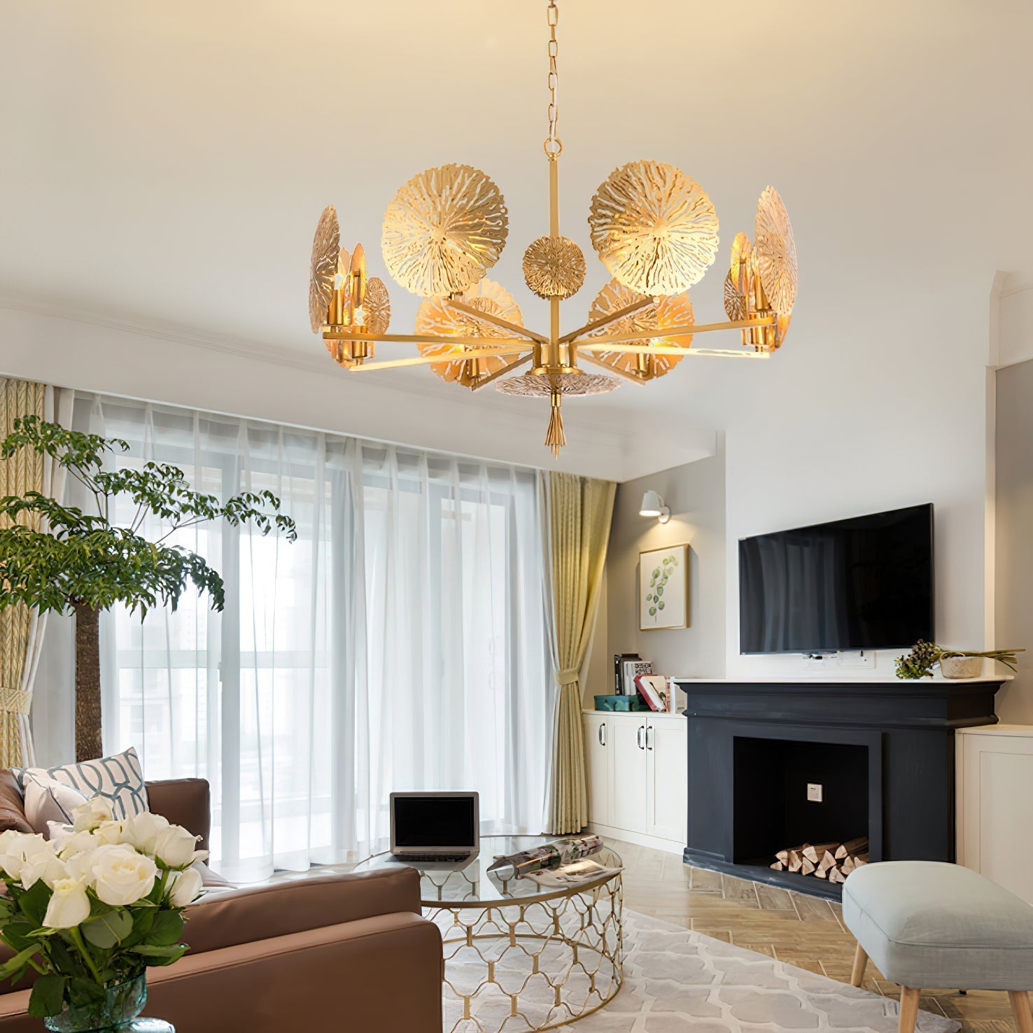 Freyza | Orb Brass Chandelier Brass Chandelier – Dining Room Living Room
