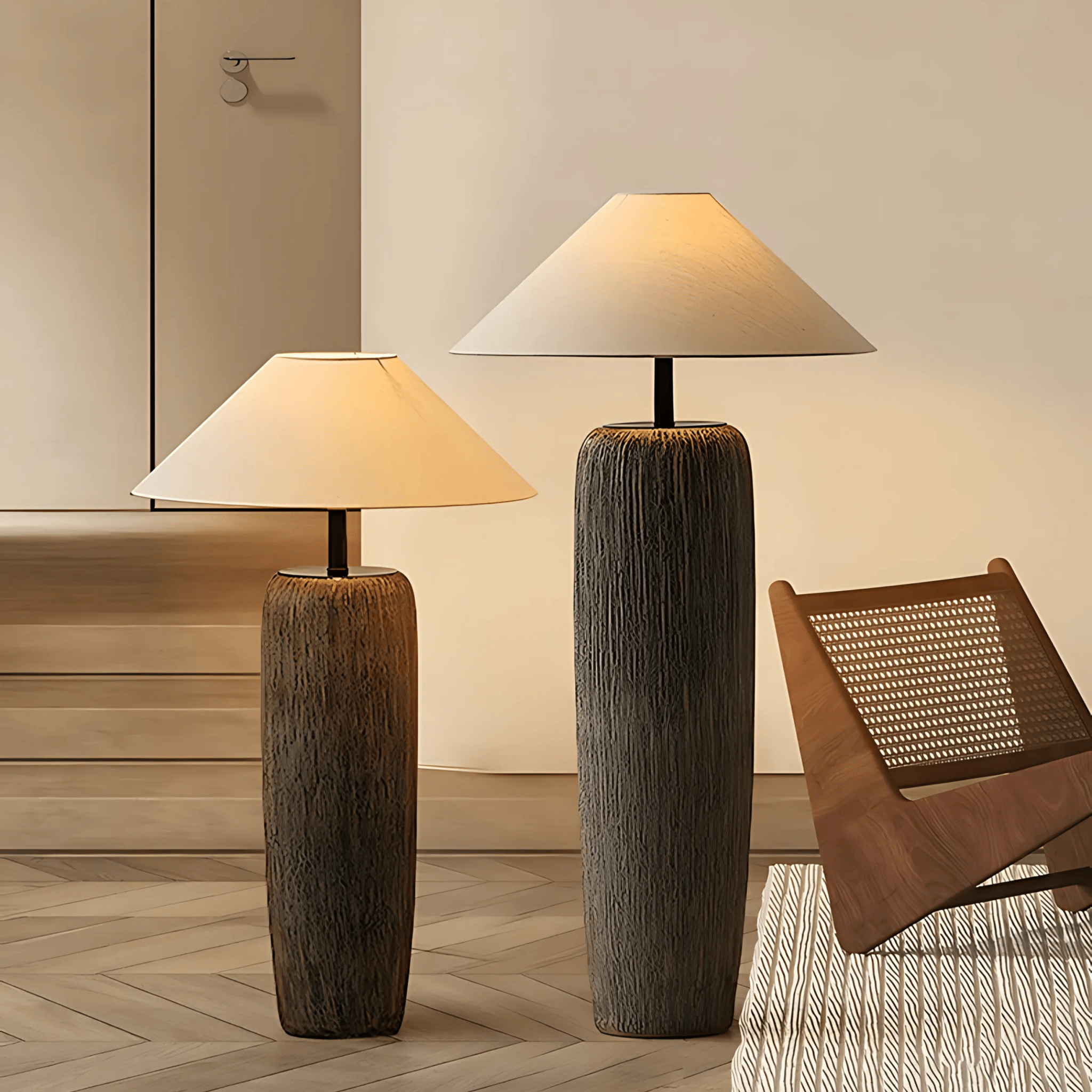 DuskAura | Elegant Modern Clay Fabric Floor Lamp for Living Room 1