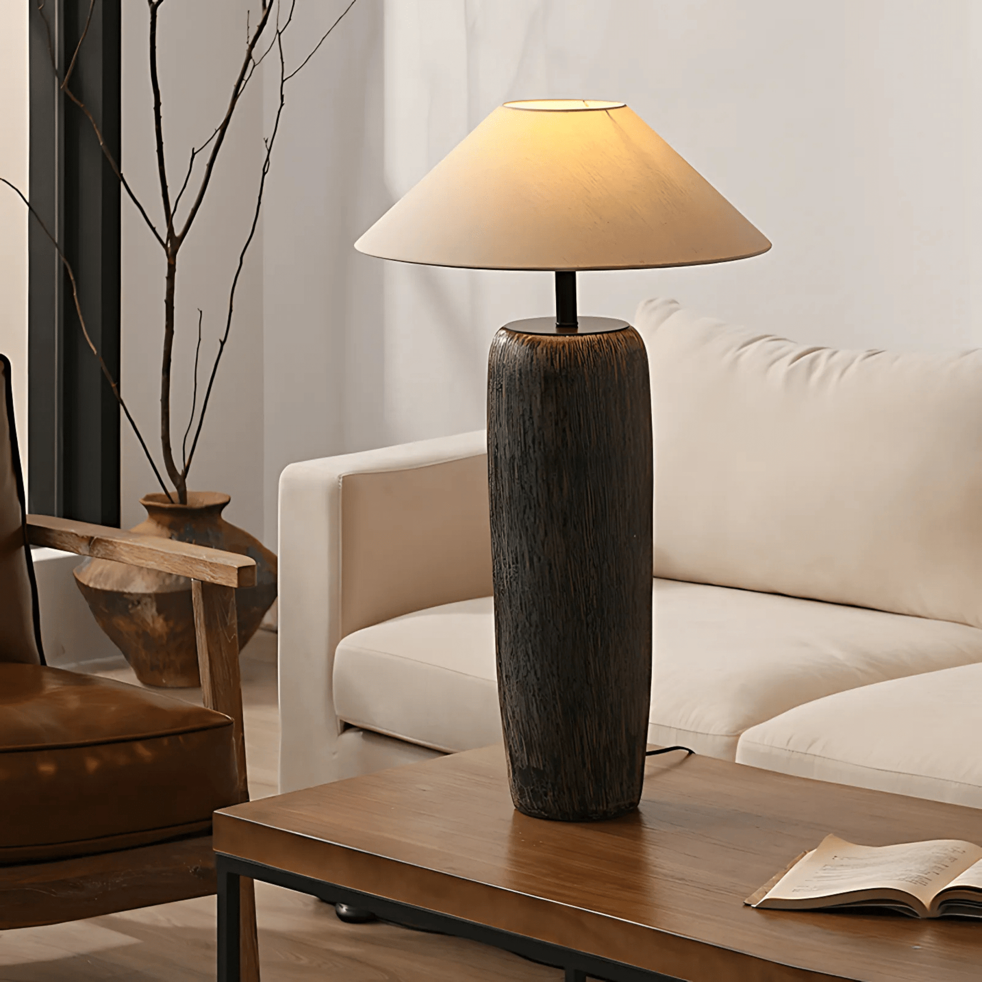 DuskAura | Elegant Modern Clay Fabric Floor Lamp for Living Room 3
