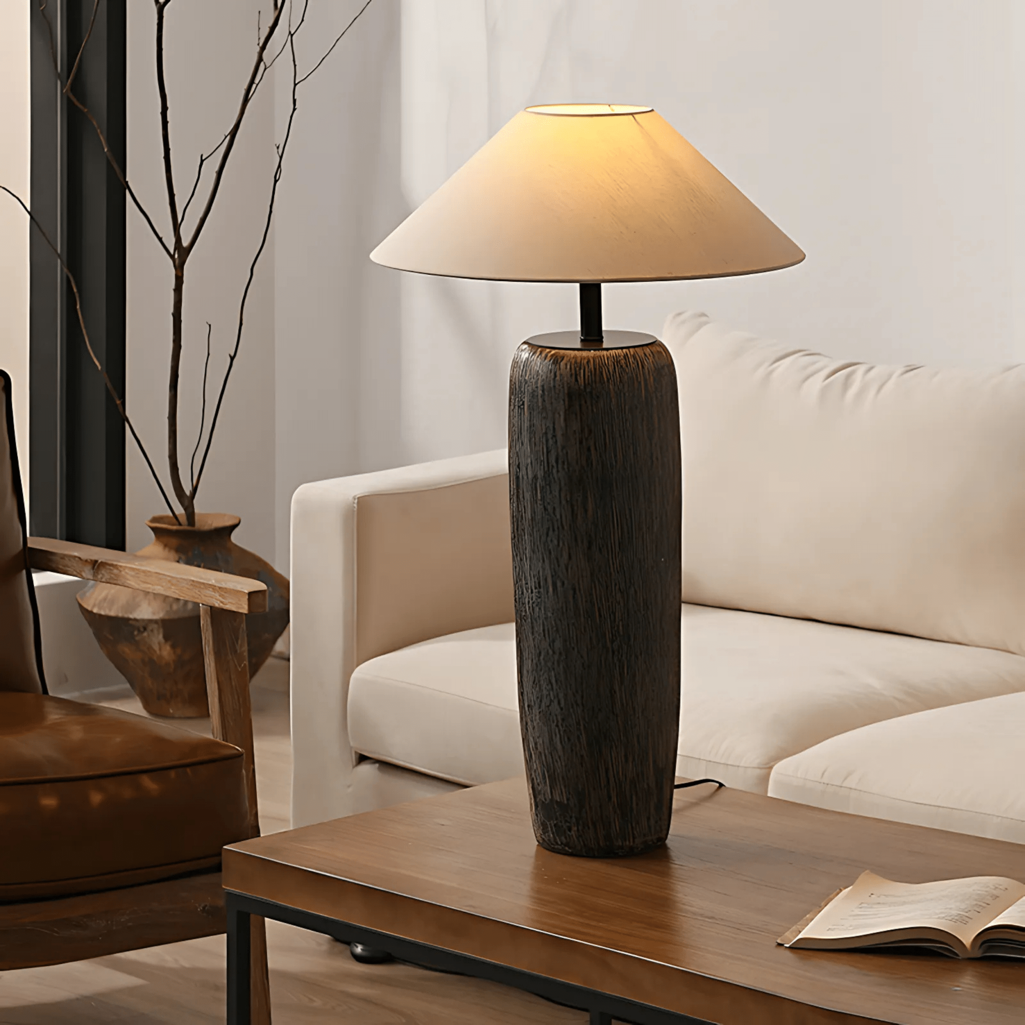 DuskAura | Elegant Modern Clay Fabric Floor Lamp for Living Room 3