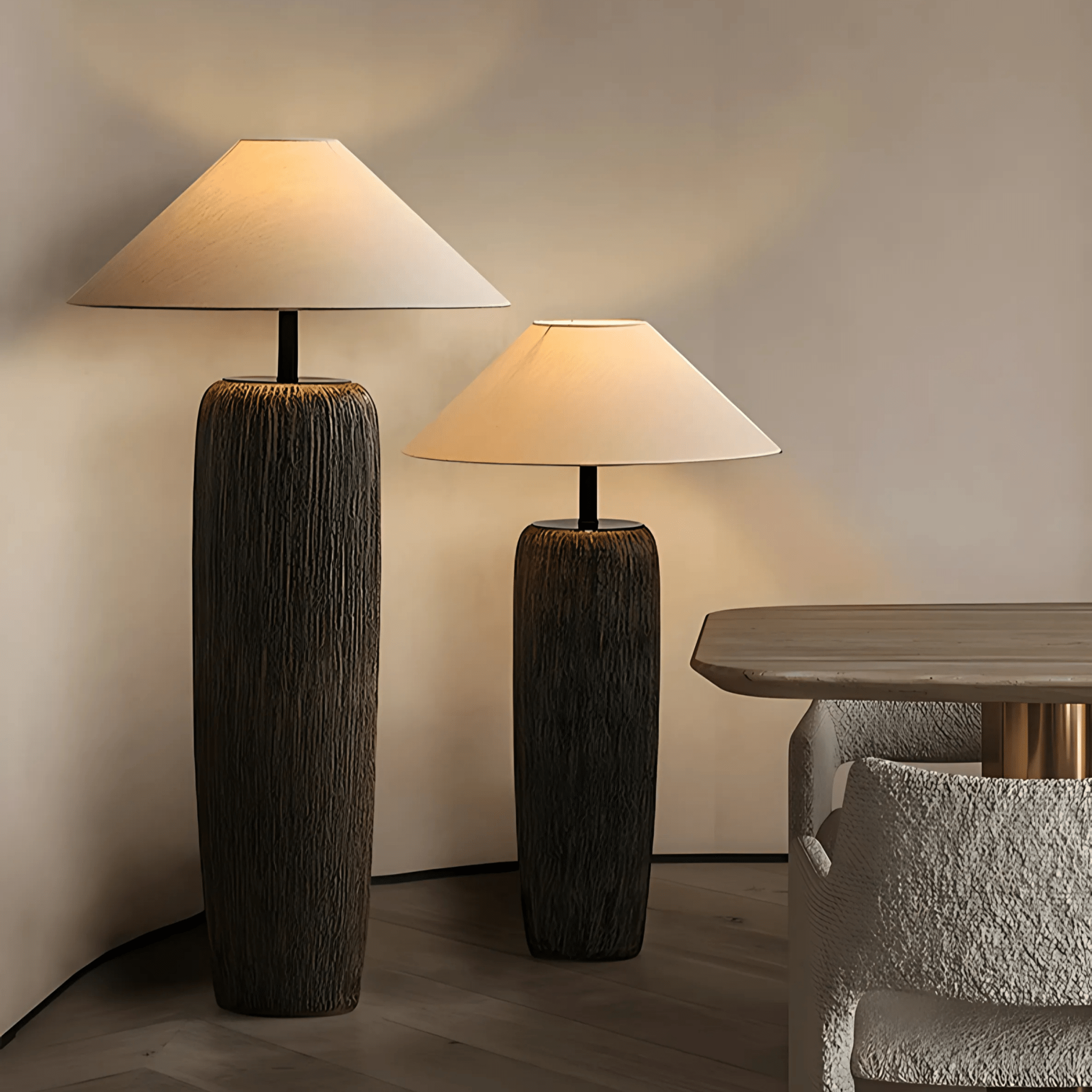 DuskAura | Elegant Modern Clay Fabric Floor Lamp for Living Room 4