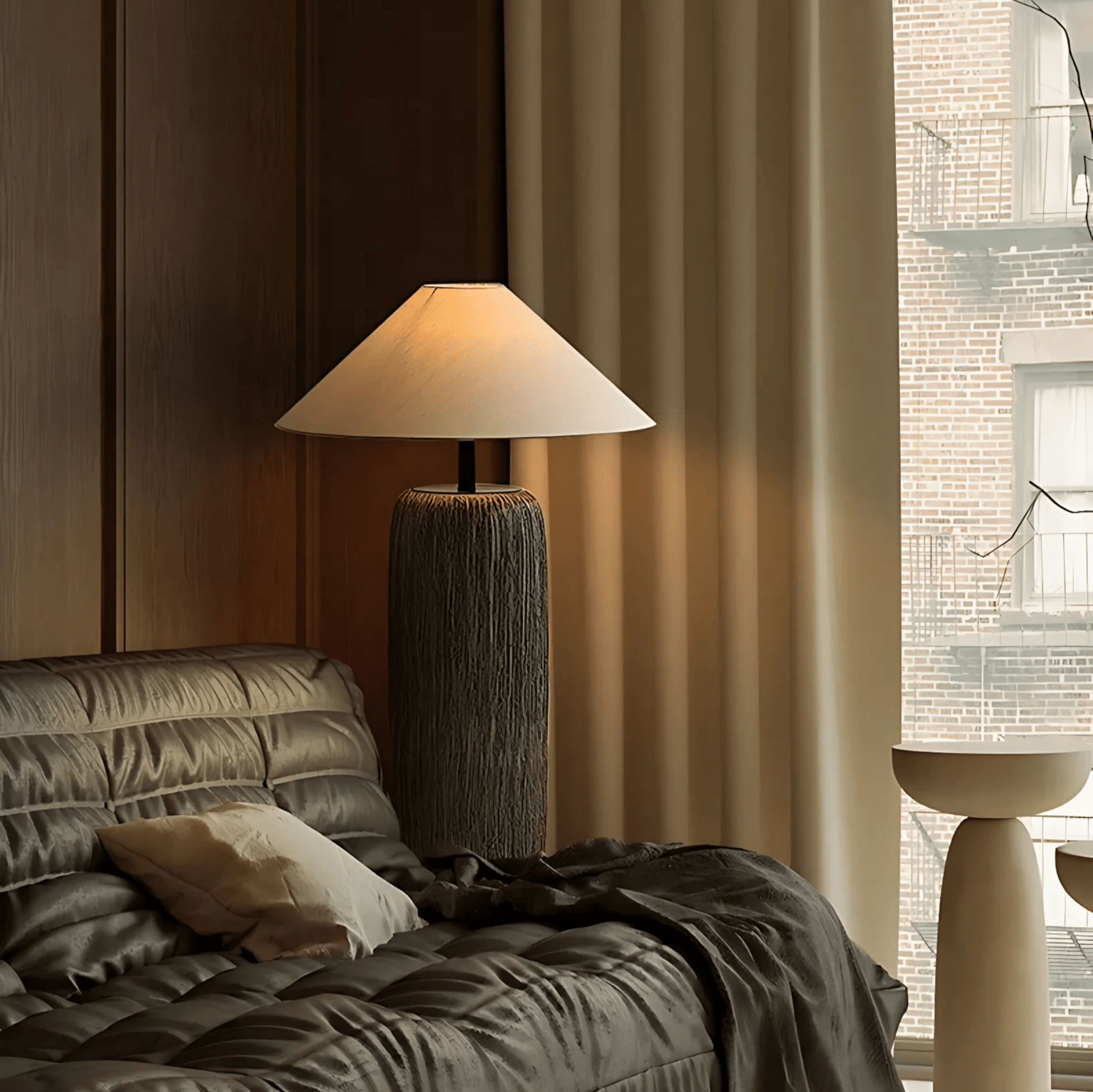 DuskAura | Elegant Modern Clay Fabric Floor Lamp for Living Room 5