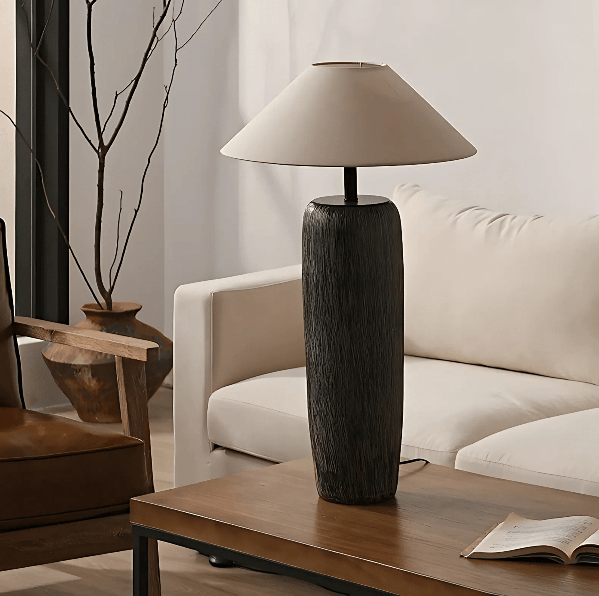 DuskAura | Elegant Modern Clay Fabric Floor Lamp for Living Room 8