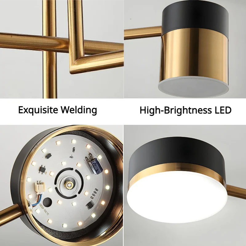 Freyza - Modern Black & Gold LED Ceiling Light | Flush Mount Fixture with 3 Colour Temperatures