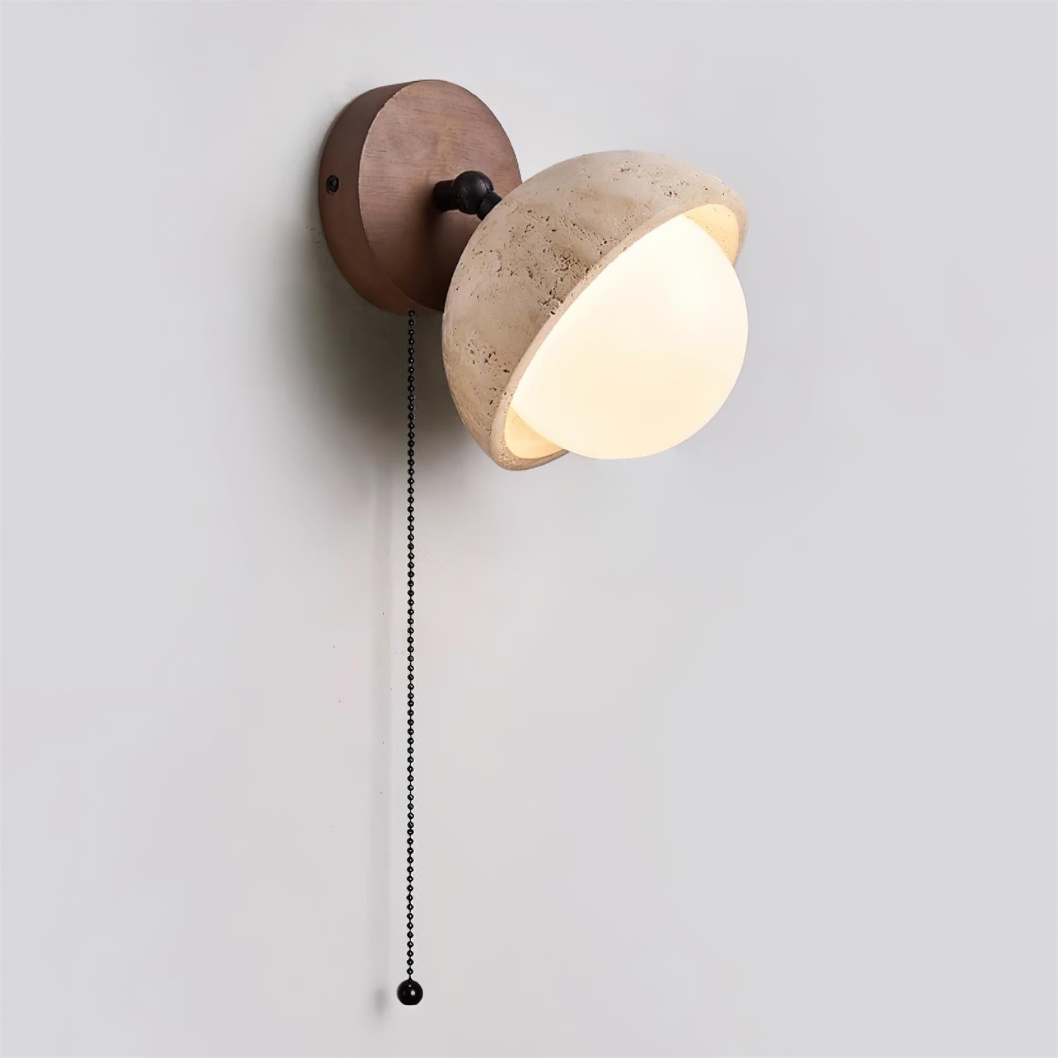 Freyza | Applique murale en bois et travertin – Lampe murale moderne pour chambre et couloir