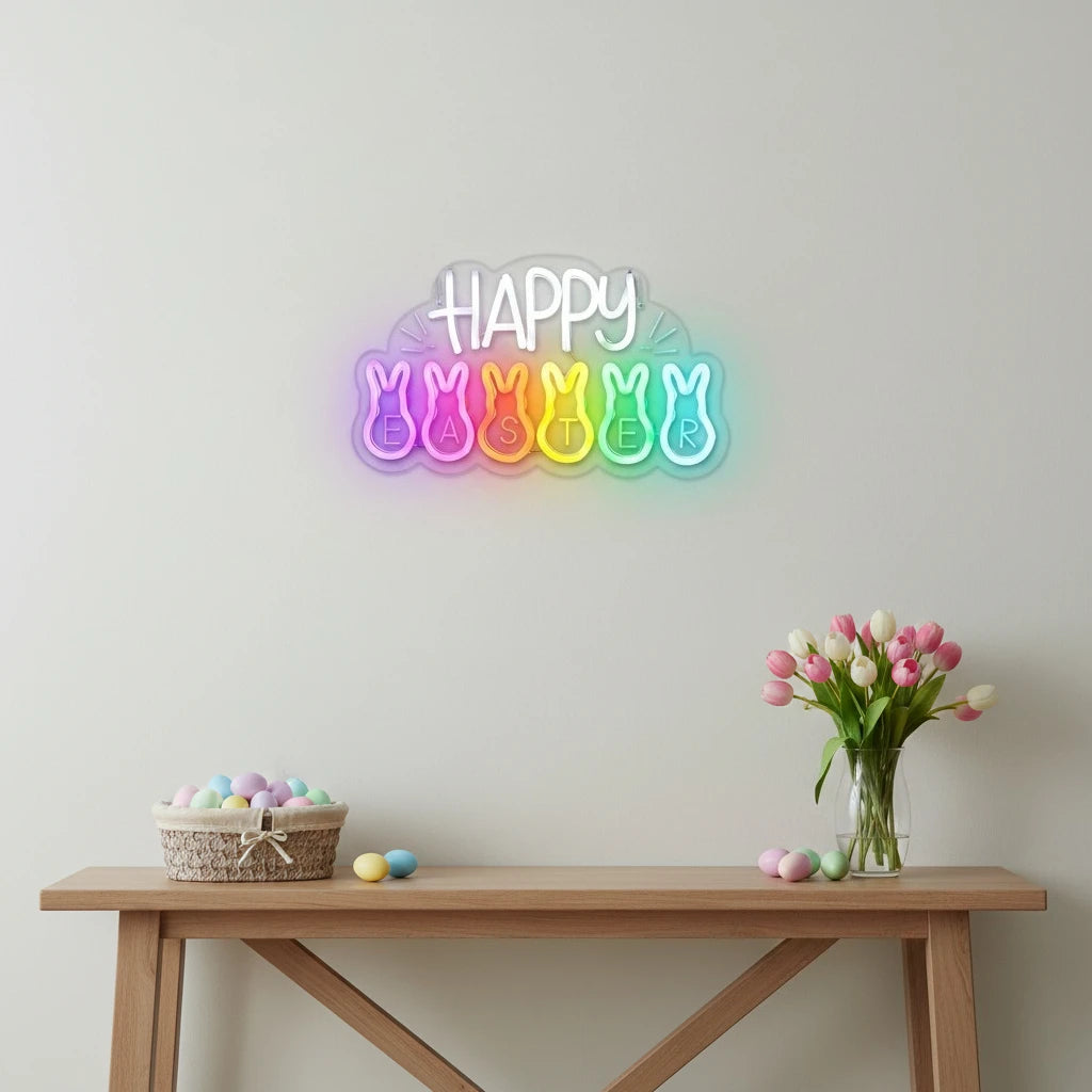 Easter Glow | Happy Easter Neon Sign with Adjustable Brightness | USB Powered LED Decor for Festive Celebrations 2
