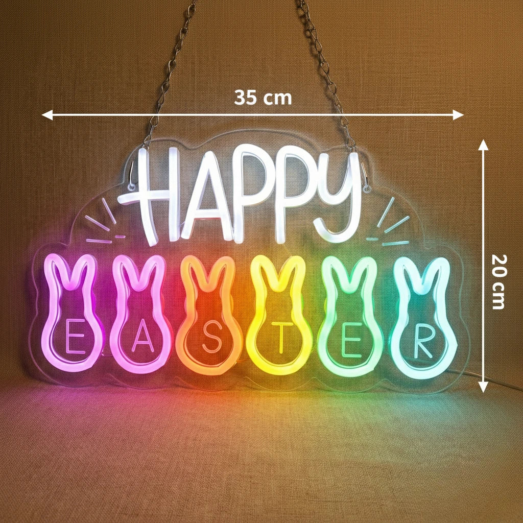 Easter Glow | Happy Easter Neon Sign with Adjustable Brightness | USB Powered LED Decor for Festive Celebrations 4